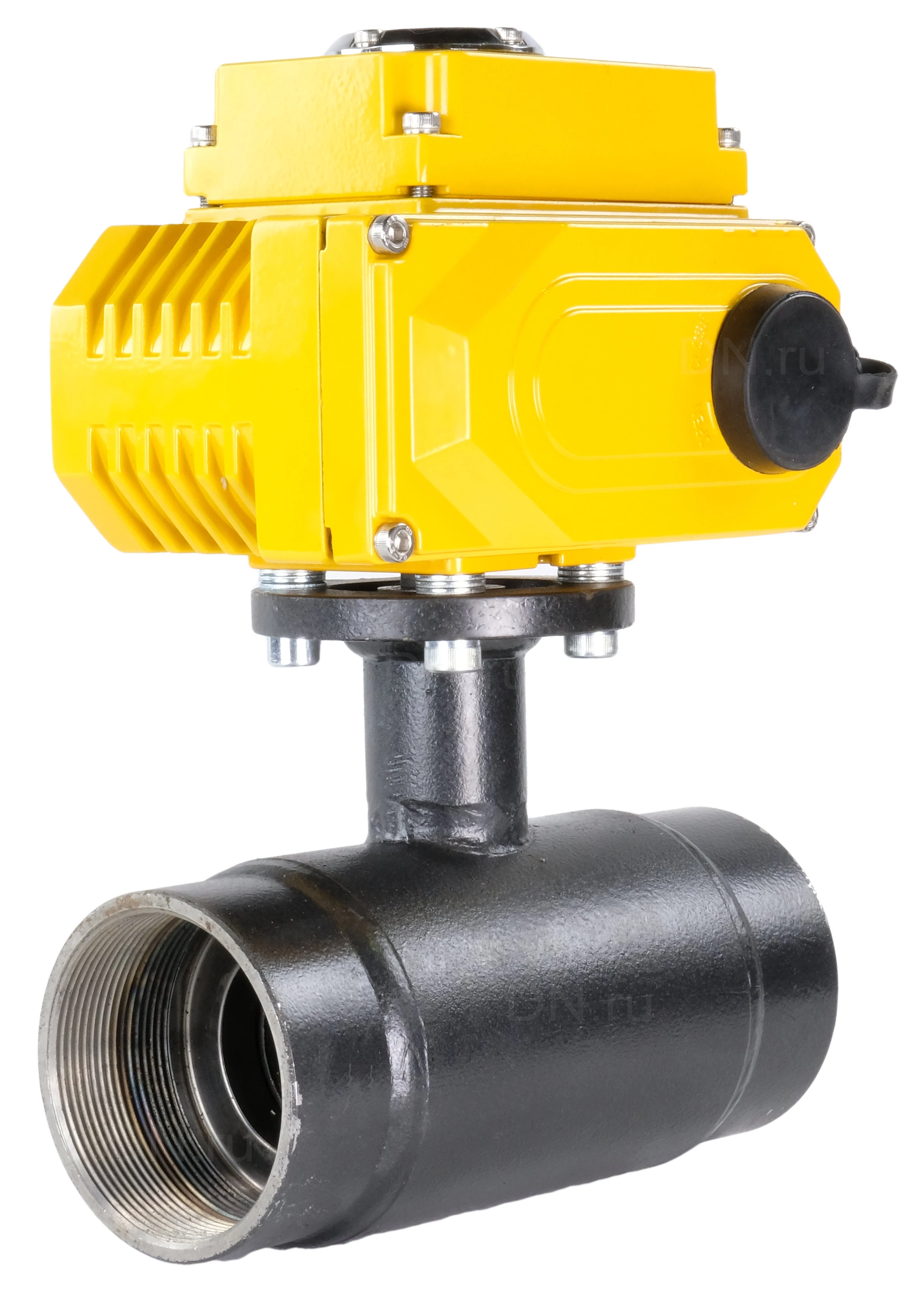 Изображение товара Кран шаровой ALSO КШ.М.Р.065.25-01 2 1/2″ Ду65 Ру25 стандартнопроходной, двухходовой, углеродистая сталь 20, уплотнение - PTFE, внутренняя резьба, с электроприводом DN.ru QT-005 380В