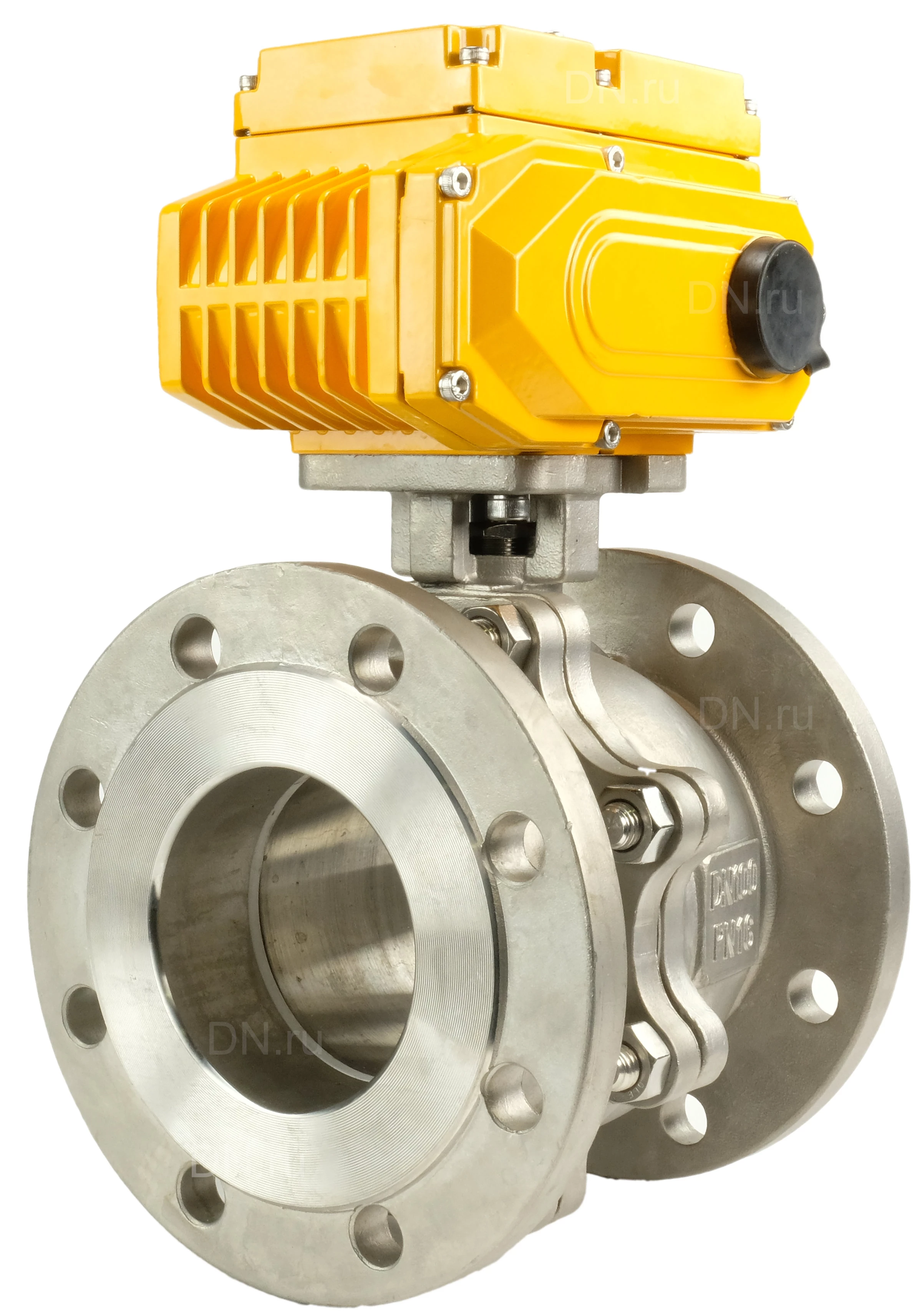Кран шаровой DN.ru BV3232P(2pc)-FP-F-ISO-H Ду80 Ру16 корпус - сталь 316, уплотнение - PTFE, полнопроходной, фланцевый, с электроприводом DN.ru QT-N-015EM-O1-220VAC-У1