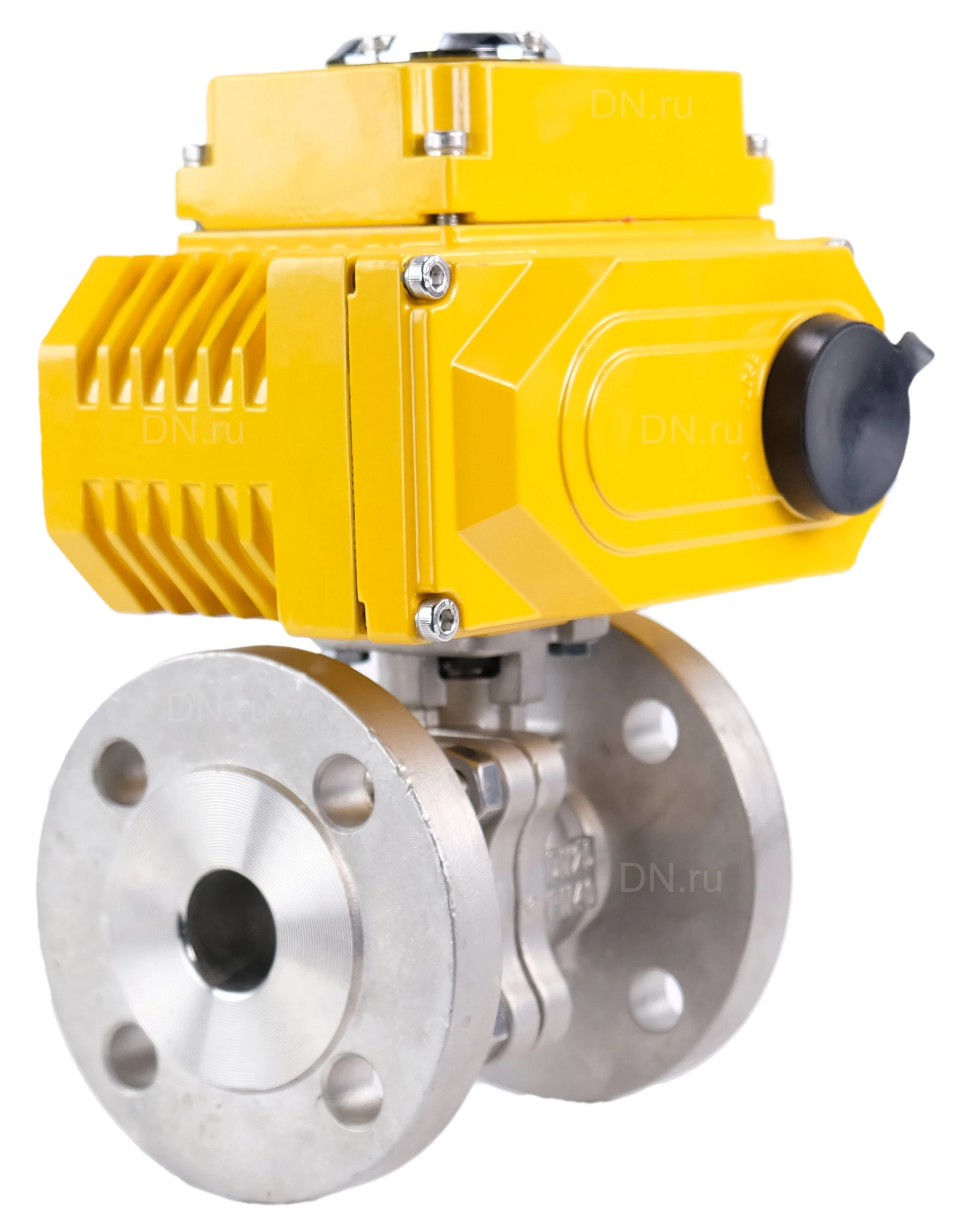 Кран шаровой DN.ru BV3232P(2pc)-FP-F-ISO-H Ду80 Ру16 корпус - сталь 316, уплотнение - PTFE, полнопроходной, фланцевый, с электроприводом DN.ru QT-N-008EM-O1-24VDC-У1