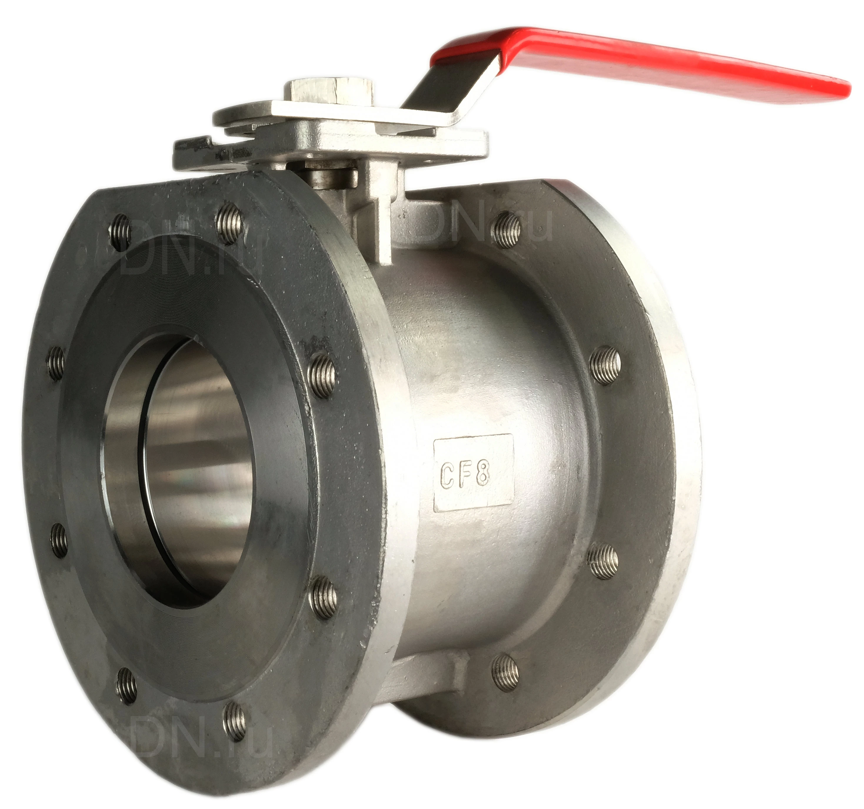 Изображение товара Кран шаровой SMART HKN12 Ду80 Ру16 полнопроходной, двухходовой, нержавеющая сталь 304, уплотнение - PTFE, фланцевый, ручка-рычаг