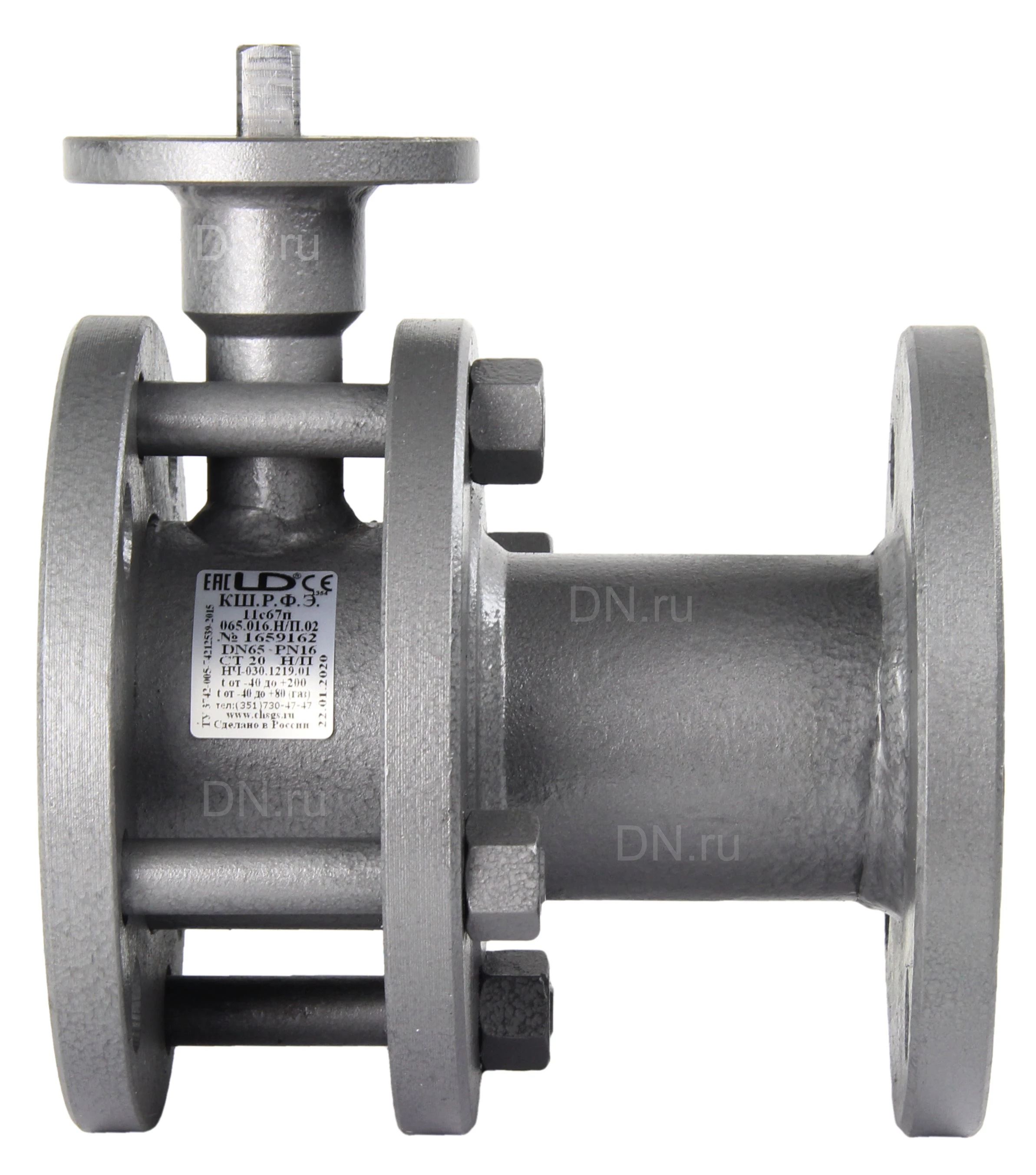 Изображение товара Кран шаровой LD КШ.Р.Ф.Э.150/125.016.Н/П.02 Ду150 Ру16 стандартнопроходной, двухходовой, разборный, углеродистая сталь 20, уплотнение - PTFE, фланцевый С/П, под электропривод