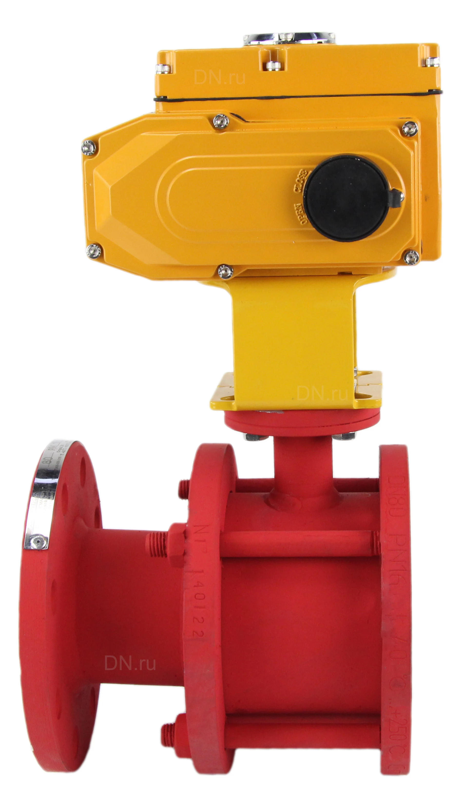 Изображение товара Кран шаровой Маршал 11с67п 5СФ.00.0 Ду20 Ру40 разборный для пар, полнопроходной, двухходовой, углеродистая сталь 20, уплотнение - фторопласт, фланцевый, с электроприводом DN.ru-003 220В и КМЧ