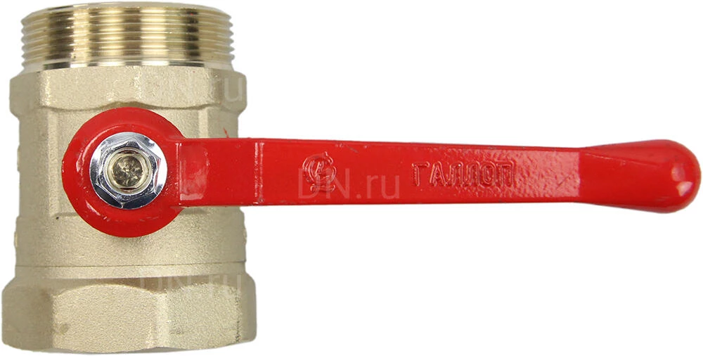 Изображение товара Кран шаровой ГАЛЛОП Практик 121 2″ Ду50 Ру16 стандартнопроходной, латунь ЛЦ40Сд, уплотнение - PTFE, внутренняя резьба / наружная резьба, ручка-рычаг