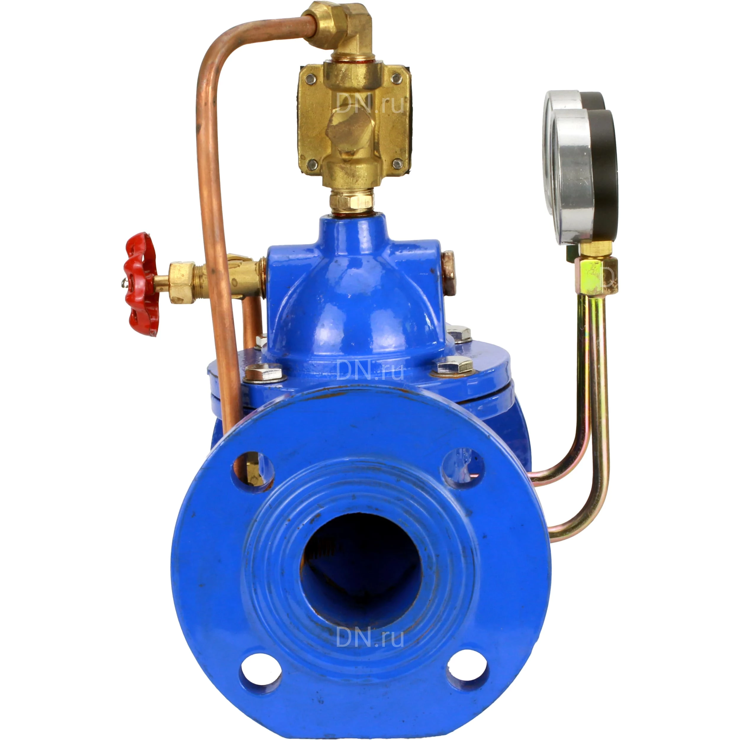 Изображение товара Регулятор после себя с пилотным управлением DN.ru PVA1-1313RR-F Ду65 Ру16, мембранный, корпус - чугун GGG40, диск - чугун GGG40, уплотнение - каучук натуральный армированный, присоединение - фланцевое