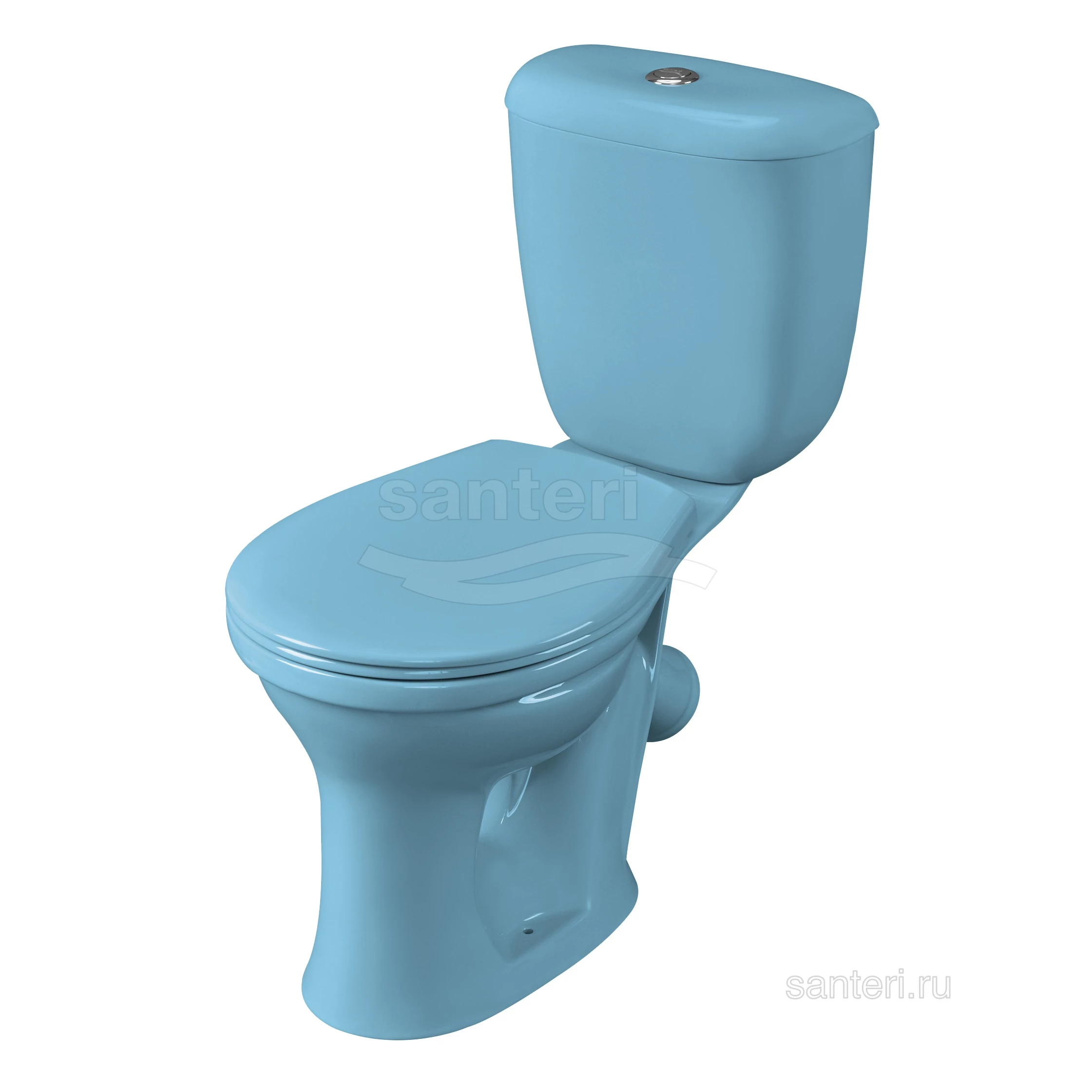 Изображение товара Унитаз-компакт Santeri Воротынский голубой с арматурой и сиденьем, косой выпуск