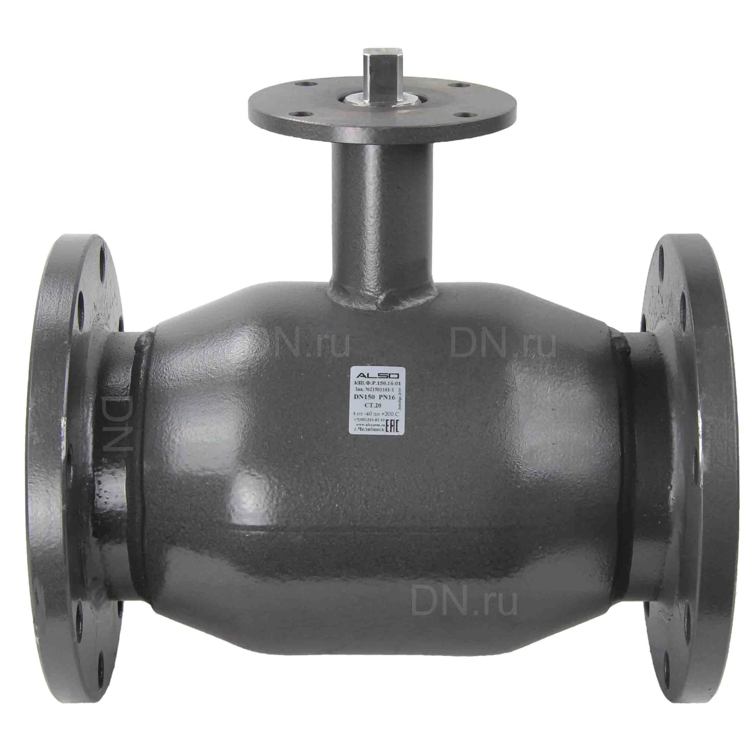 Изображение товара Кран шаровой ALSO КШ.Ф.П.Р.150.16-01 Ду150 Ру16 полнопроходной, двухходовой, углеродистая сталь 20, уплотнение - PTFE, фланцевый, управление - под редуктор/привод