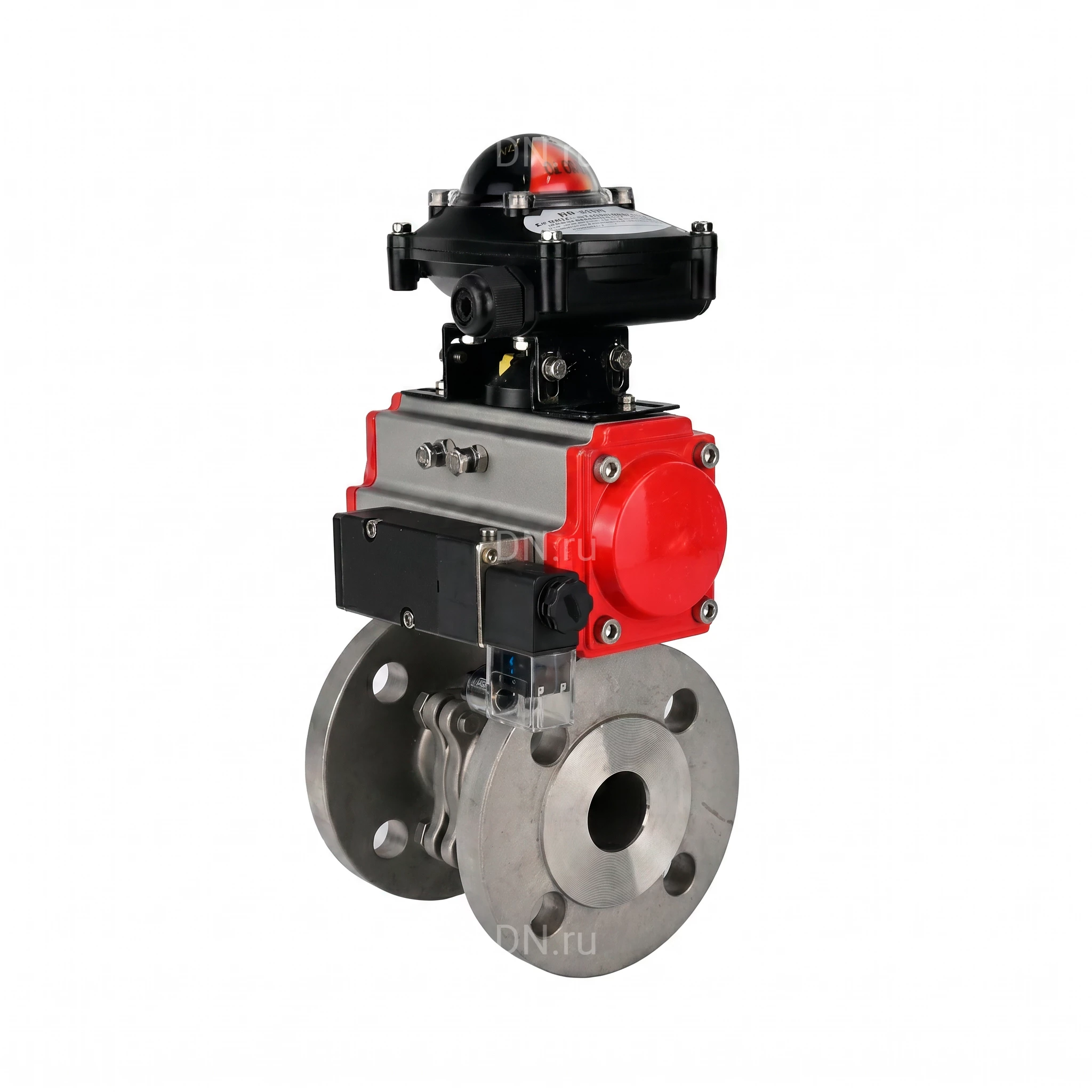 Изображение товара Кран шаровой DN.ru BV3232P(2pc)-FP-F-ISO-H: нержавеющая сталь 316, фланец, пневмопривод