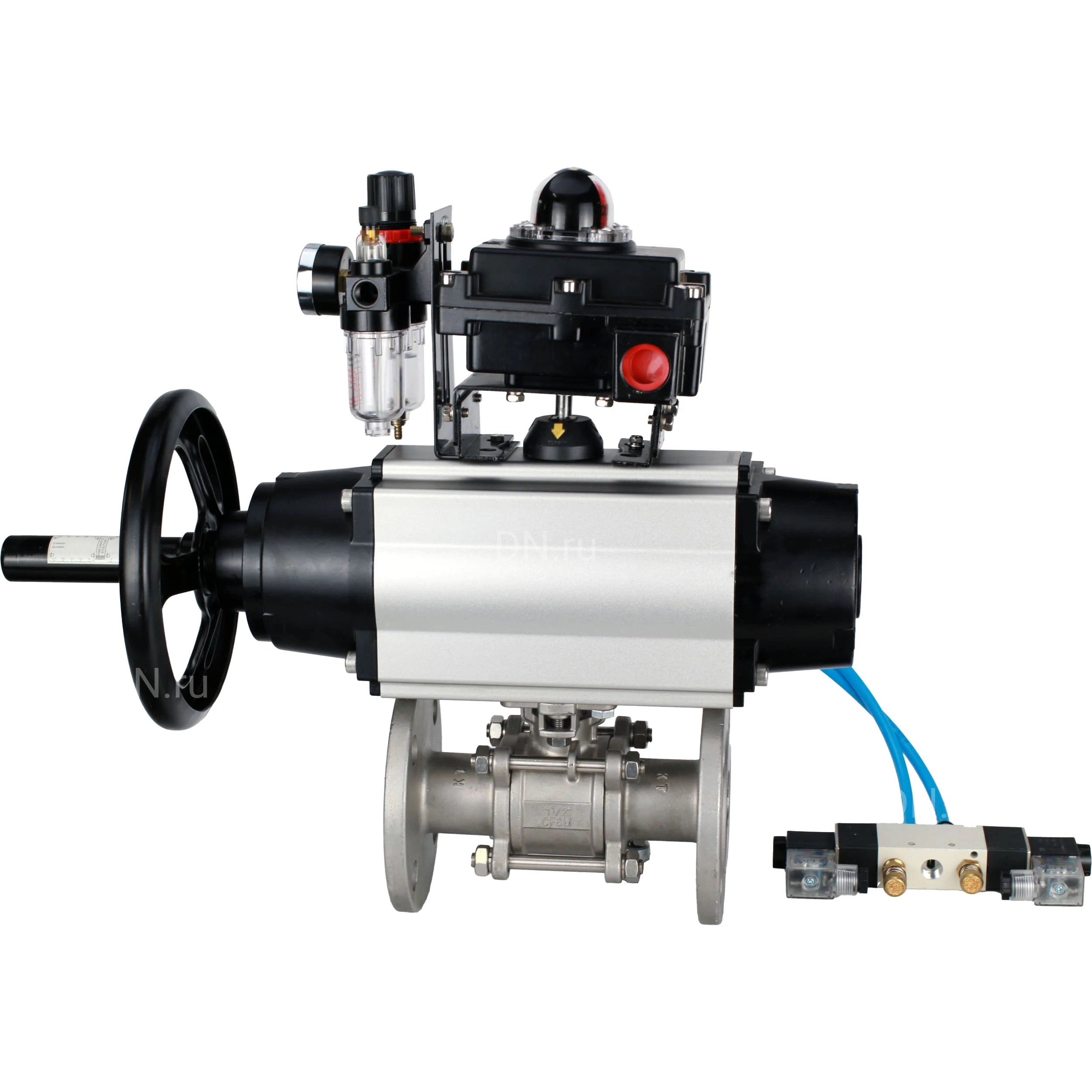 Изображение товара Кран шаровой DN.ru BV3232P-FP-F-ISO-H Ду80 Ру40 с пневмоприводом PA-DA-105-1