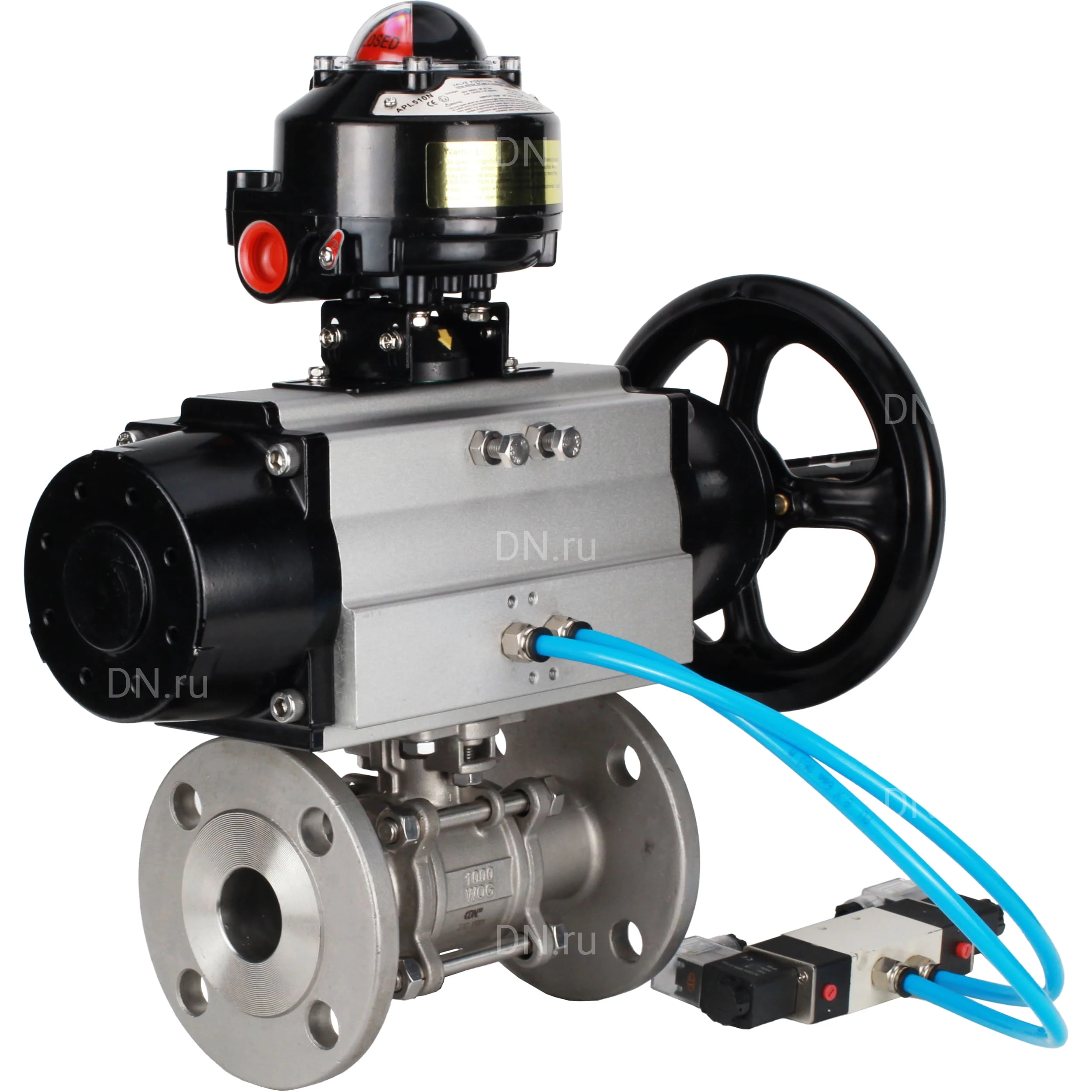 Изображение товара Кран шаровой DN ru BV3232P(3pc) FP F ISO H Ду80 Ру40 фланцевый с пневмоприводом PA DA 105-1 4V320-0