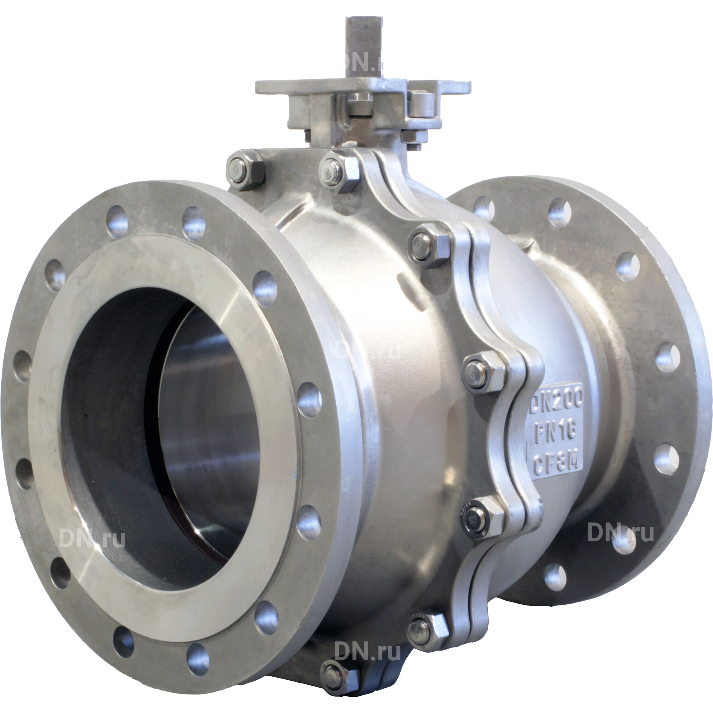 Кран шаровой DN.ru BV3232P(2pc)-FP-F-ISO-H Ду300 Ру16 полнопроходной двухходовой, нержавеющая сталь 316, фланцевое, уплотнение - PTFE, с редуктором