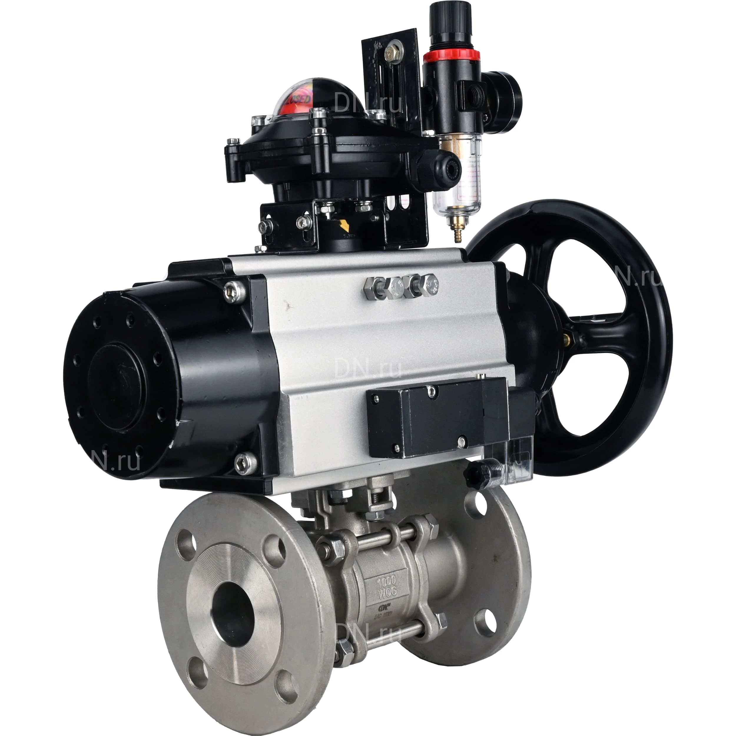 Изображение товара Кран шаровой DN ru BV3131P 3pc FP F ISO H Ду65 Ру25 фланцевый с пневмоприводом