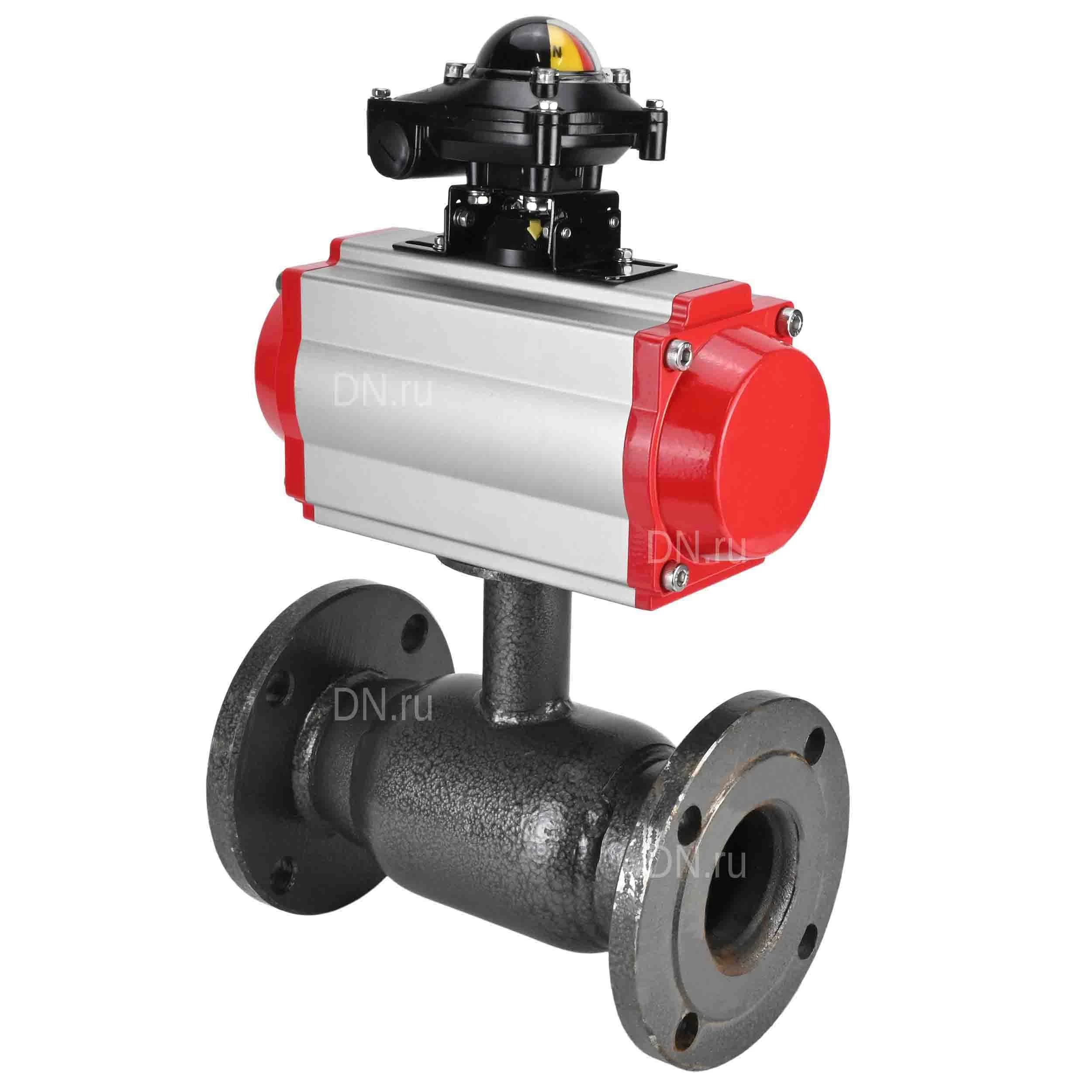 Изображение товара Кран шаровой ALSO КШ.Ф.Р.125.16-01 Ду125 Ру16 стандартнопроходной, фланцевый, корпус - сталь 20, уплотнение - PTFE, управление - пневмопривод DN.ru SA-160-10 с пневмораспределителем DN.ru-4М310-08 220В NAMUR и БКВ DN.ru APL-210N