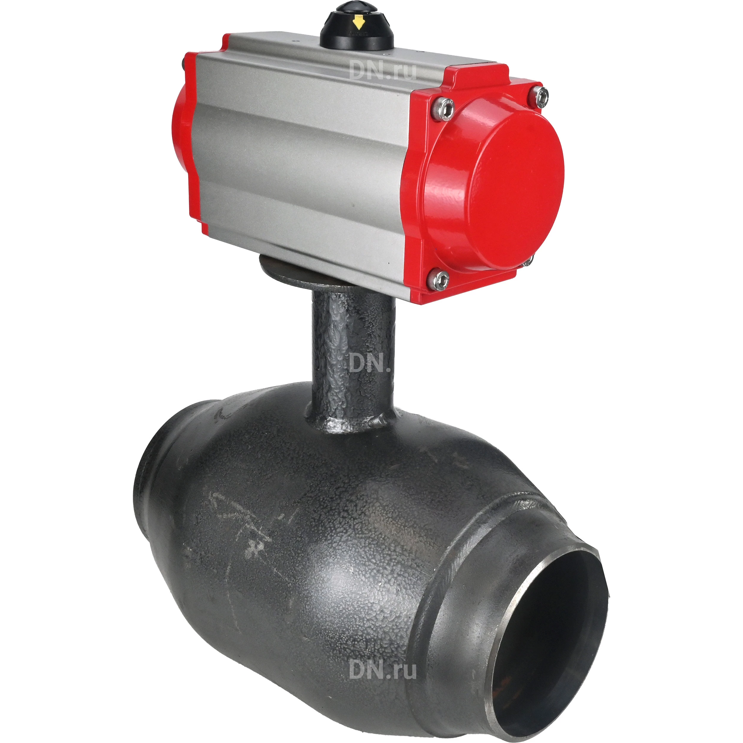 Изображение товара Кран шаровой ALSO КШ.П.П.Р.015.40-02 Ду15 Ру40 полнопроходной, под приварку, корпус - сталь 09Г2С, уплотнение - PTFE, управление - пневмопривод DN.ru PA-DA-052 с пневмораспределителем DN.ru-4M310-08 24 В