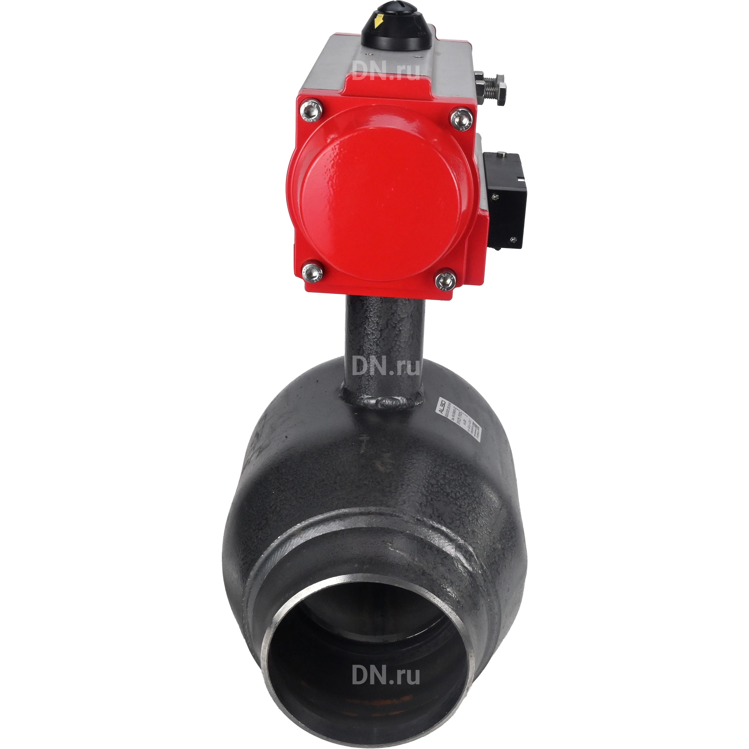 Изображение товара Кран шаровой ALSO КШ.П.Р.025.40-02 Ду25 Ру40 стандартнопроходной, под приварку, корпус - сталь 09Г2С, уплотнение - PTFE, управление - пневмопривод DN.ru PA-DA-052 с пневмораспределителем DN.ru-4M310-08 24 В