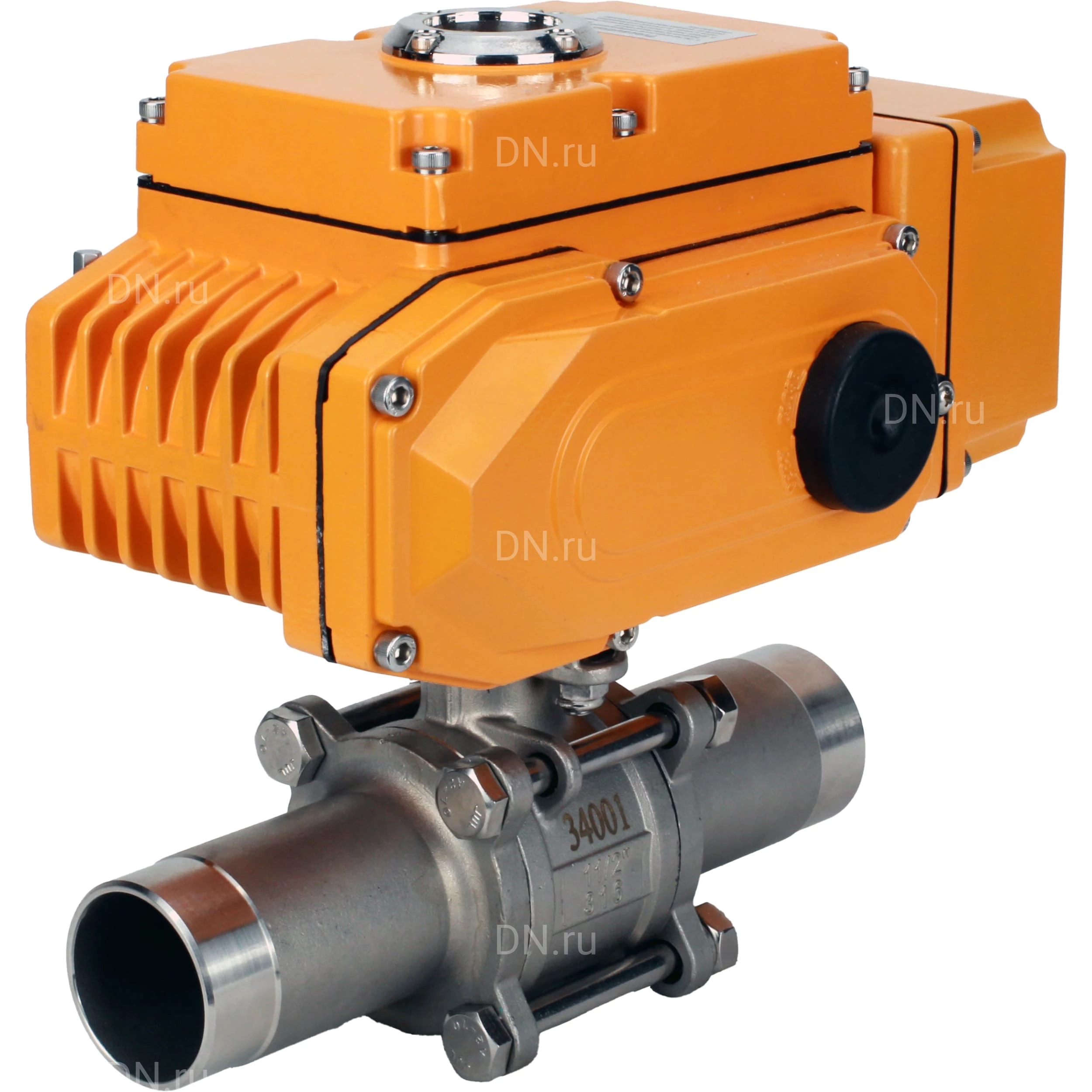 Кран шаровой DN.ru BV3232P(3pc)-FP-W-ISO-H LONG Ду65 Ру25 полнопроходной, корпус - нержавеющая сталь 316, уплотнение - PTFE, под приварку, с электроприводом DN.ru QT-N-010EM-A1-220VAC-У1 4-20мА HARK