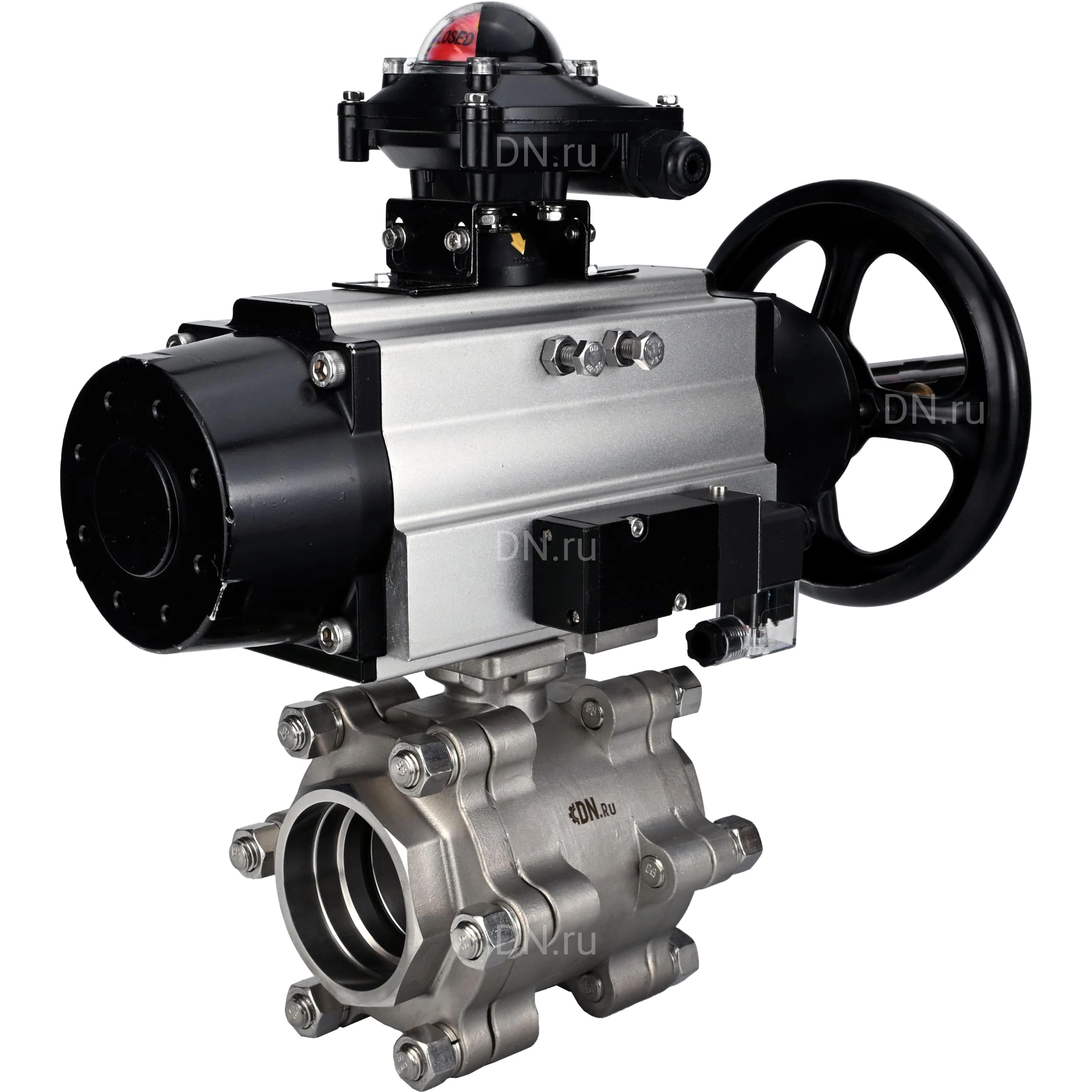 Изображение товара Кран шаровой DN ru BV3232P(3pc) FP SW ISO H Ду100 Ру63 под приварку с пневмоприводом PA-DA-105-1 Изображение товара Кран шаровой DN ru BV3232P(3pc) FP SW ISO H Ду100 Ру63 под приварку с пневмоприводом PA-DA-105-1