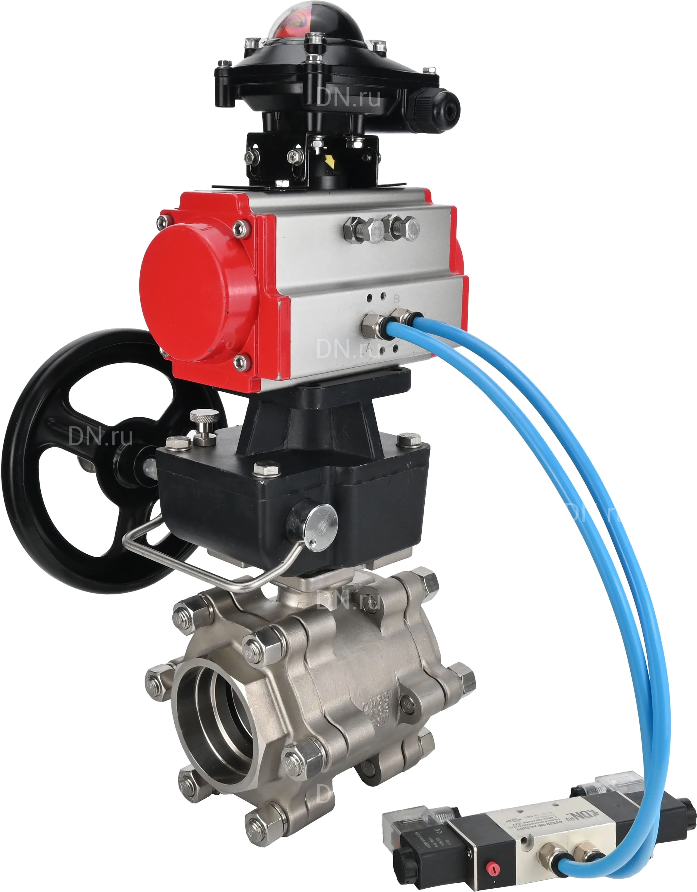 Изображение товара Кран шаровой DN ru BV3232P 3pc FP SW ISO H Ду80 Ру63 под приварку с пневмоприводом PA DA 105 4V320 