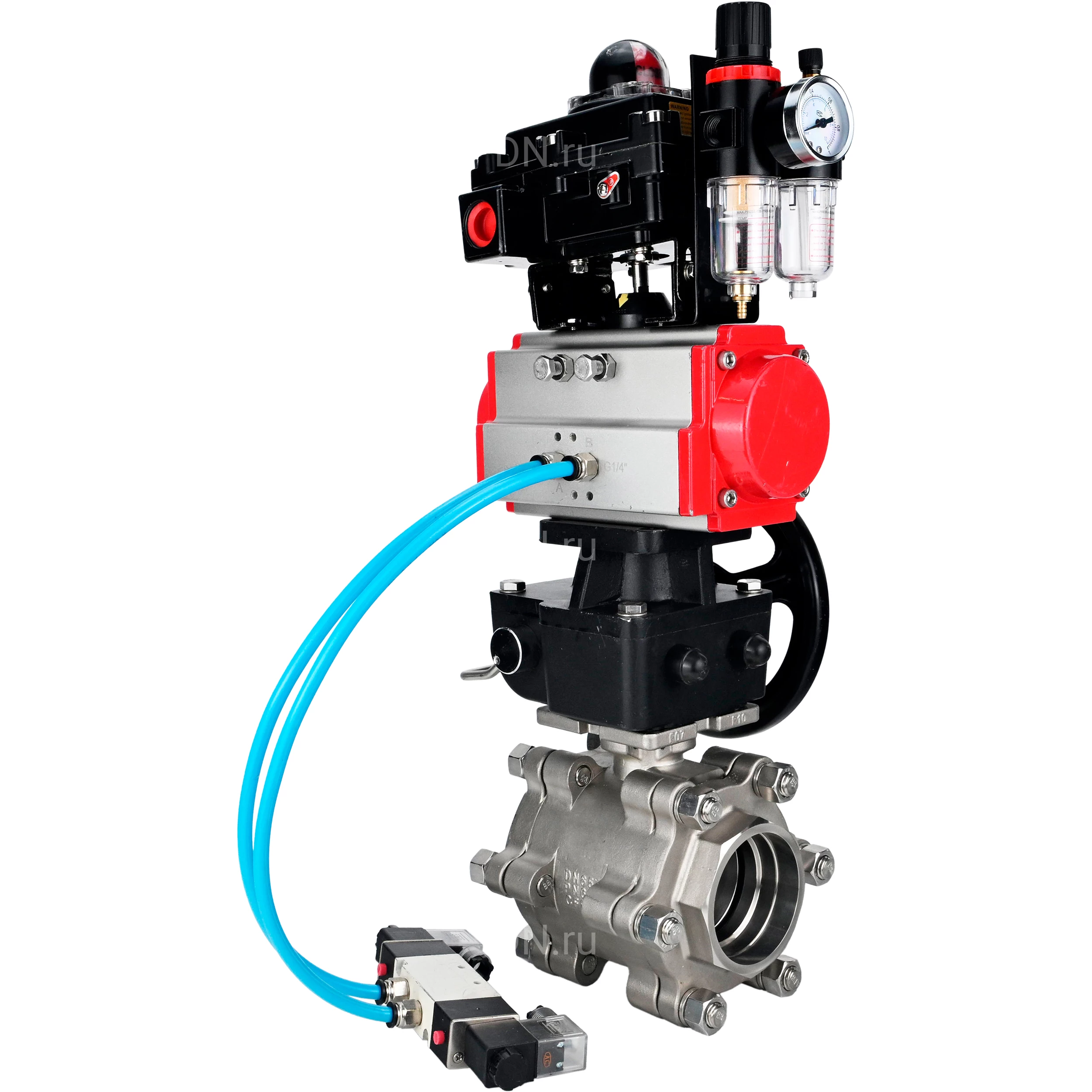 Изображение товара Кран шаровой DN ru BV3232P 3pc FP SW ISO-H Ду100 Ру63 под приварку с пневмоприводом PA-DA-105 Изображение товара Кран шаровой DN ru BV3232P 3pc FP SW ISO-H Ду100 Ру63 под приварку с пневмоприводом PA-DA-105