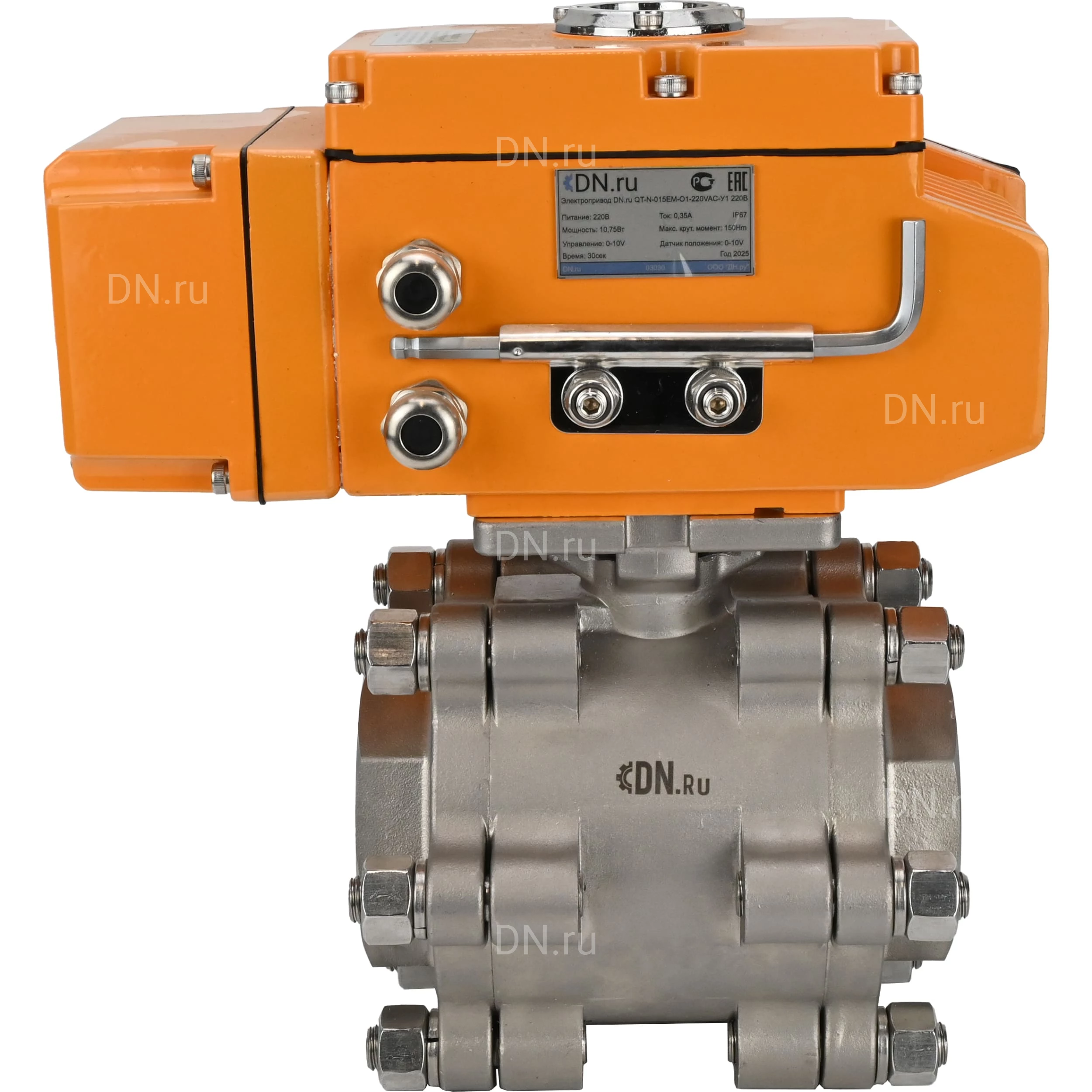 Изображение товара Кран шаровой DN ru BV3232P 3pc FP SW ISO H Ду80 Ру63 с электроприводом QT N 015EM A1 220V 4 20 мА