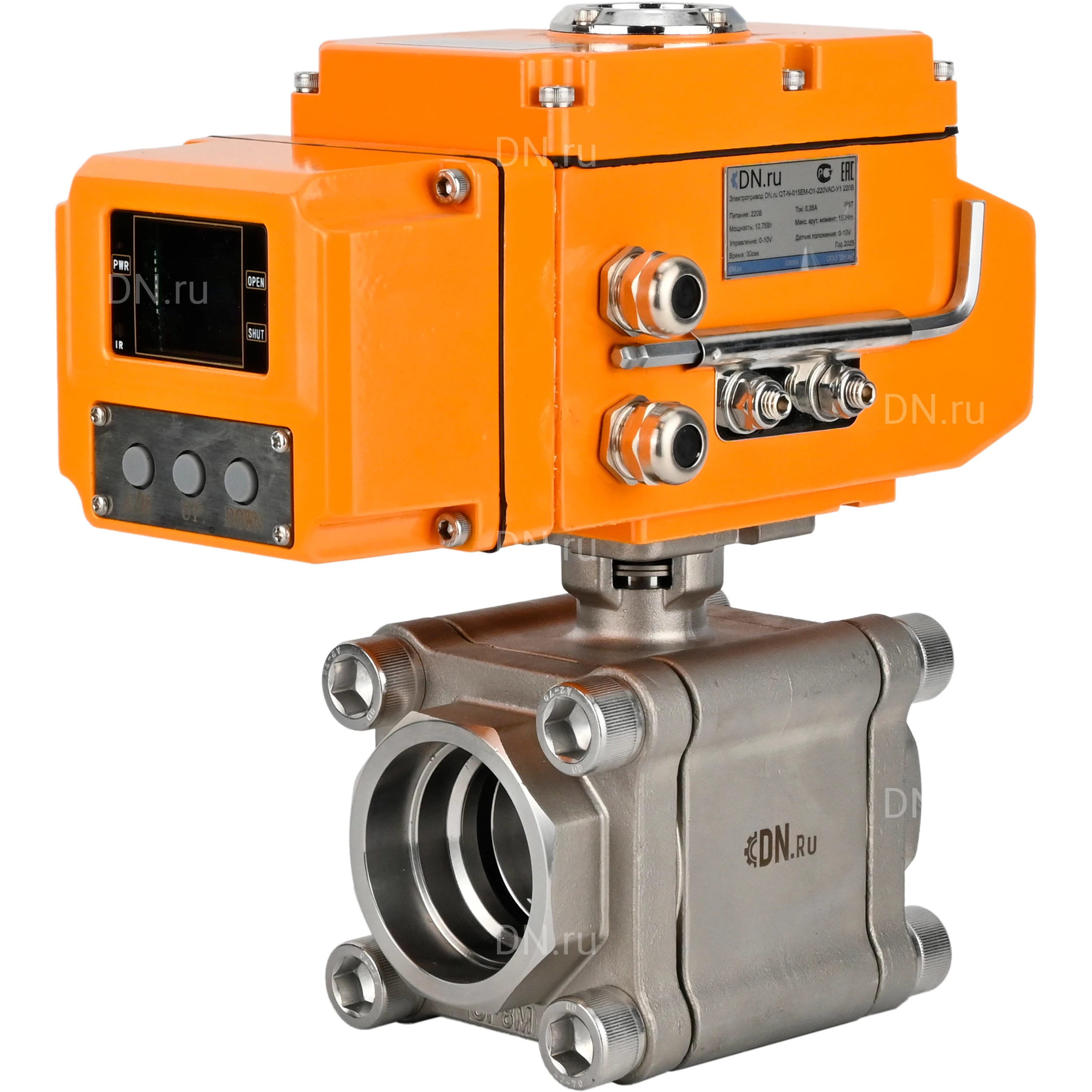 Изображение товара Кран шаровой DN ru BV3232P 3pc FP SW ISO H Ду50 Ру63 под приварку с электроприводом QT N 010EM B1 2