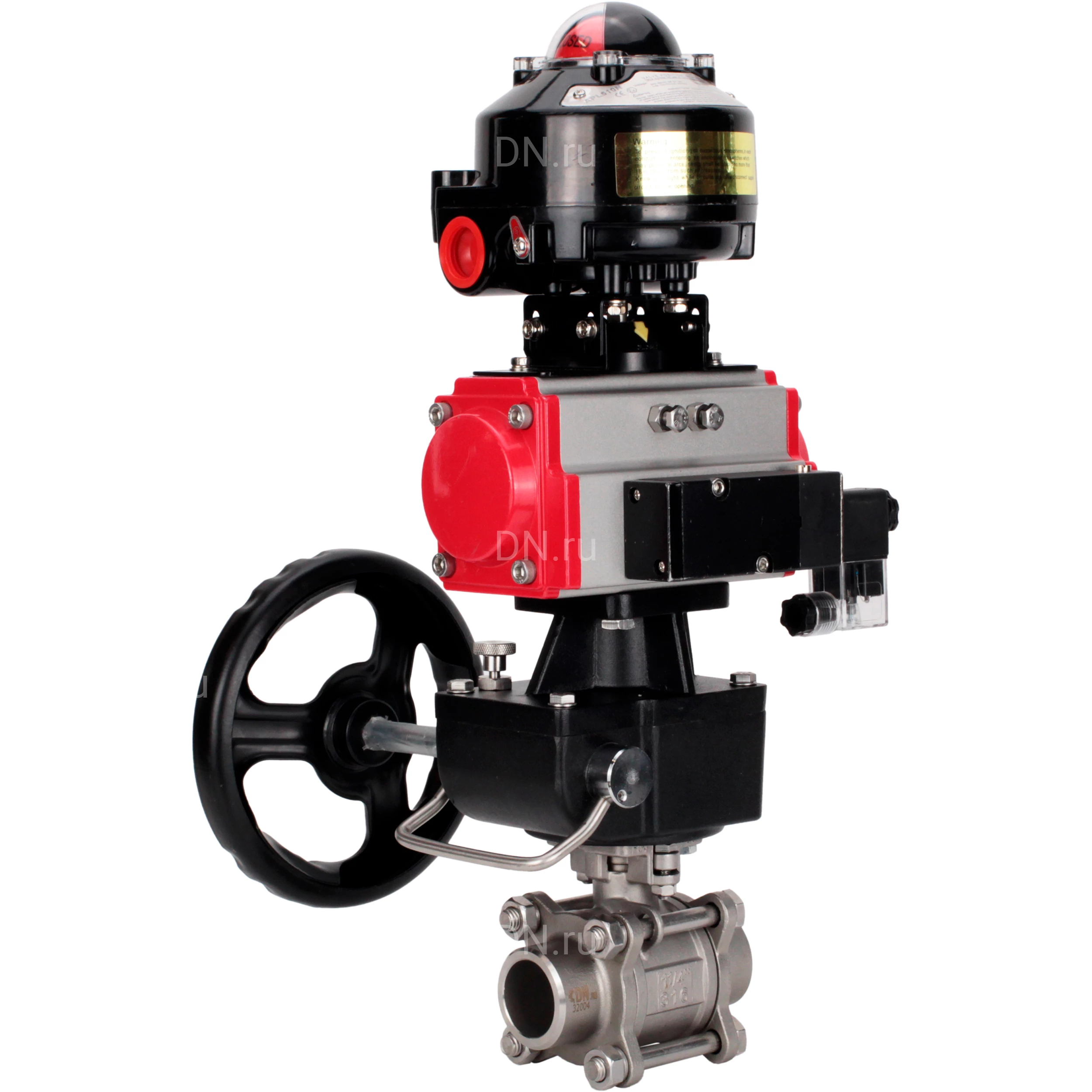 Изображение товара Кран шаровой DN25 BV3232P(3pc)-FP-W-ISO-H WDVF с пневмоприводом PA-DA-052