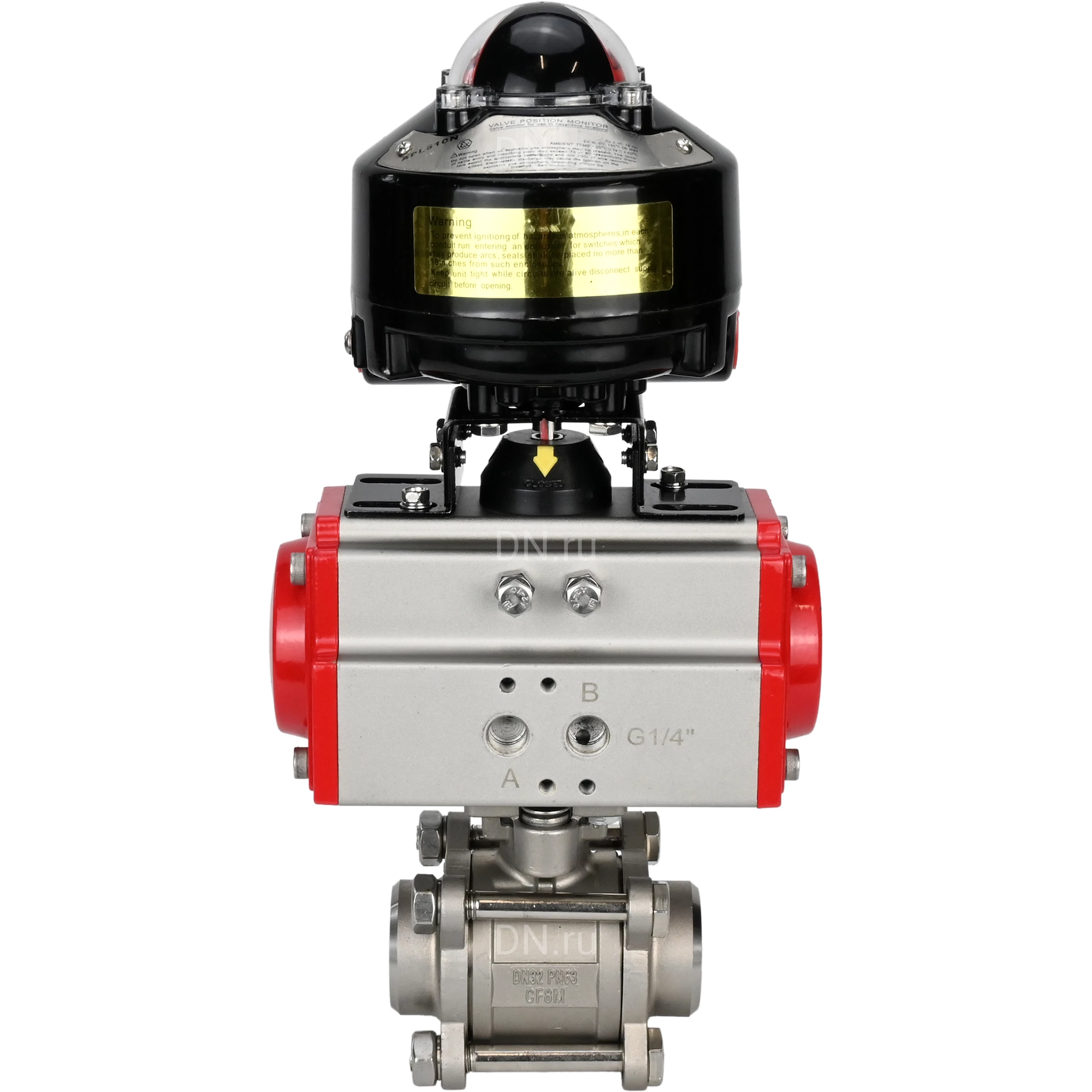 Изображение товара Кран шаровой DN ru BV3232P 3pc FP W ISO H Ду15 Ру63 пневмопривод PA DA APL 510N EX