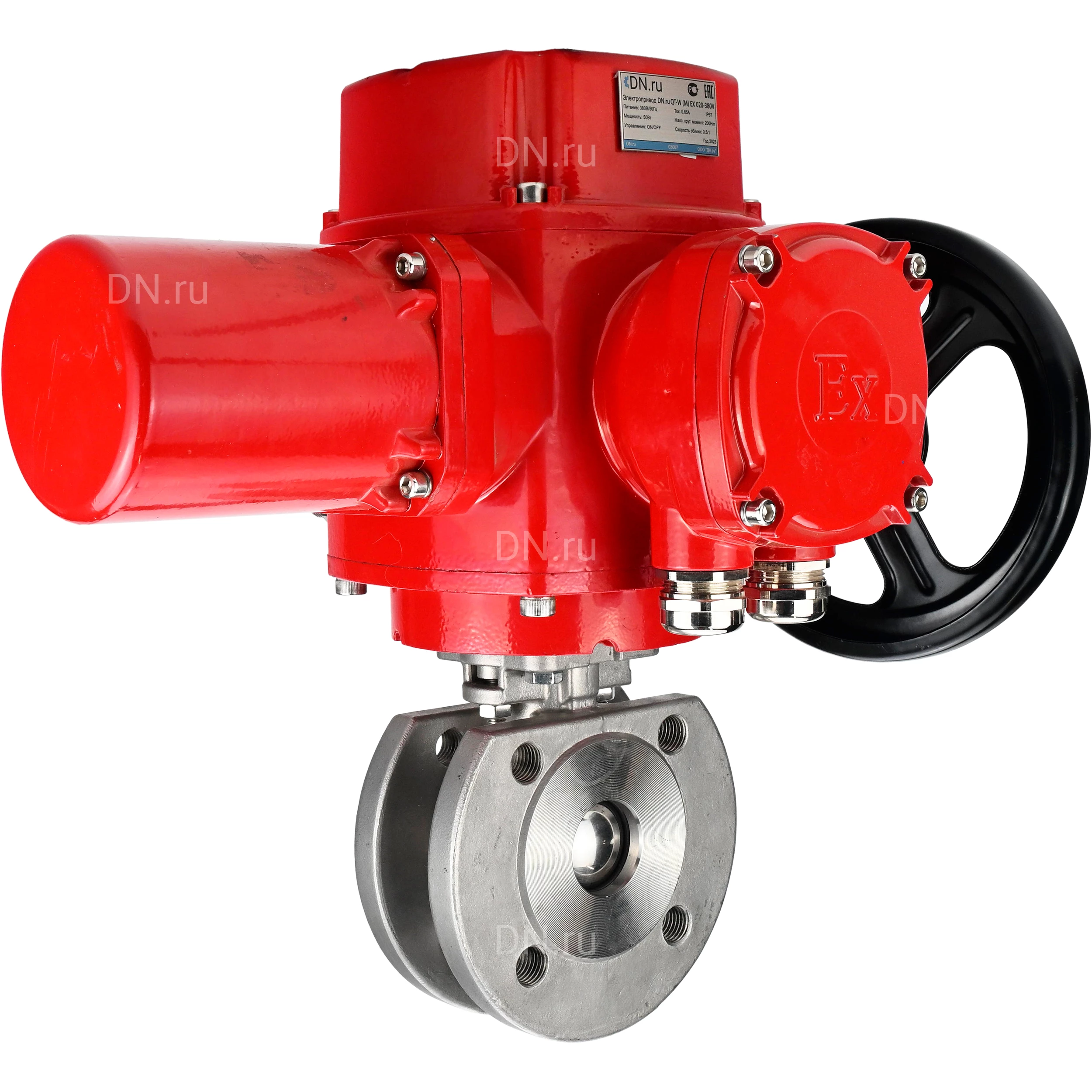 Изображение товара Кран шаровой DN ru BV3232P FP Fb ISO H Ду15 Ру16 полнопроходной двухходовой с электроприводом 380В