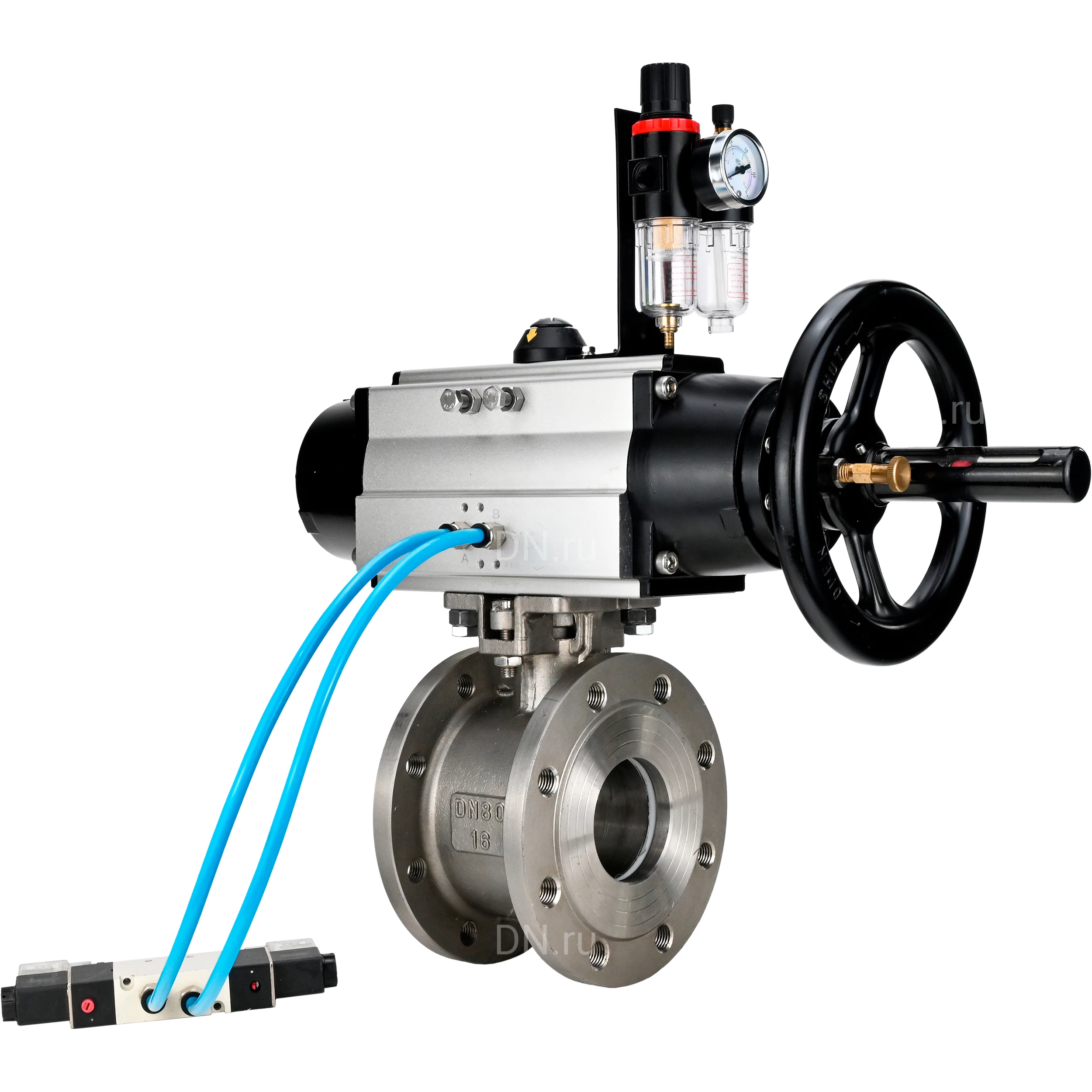 Изображение товара Кран шаровой DN ru BV3232P FP Fb ISO H Ду100 Ру16 с пневмоприводом PA DA 105 1 4V320 AFC2000