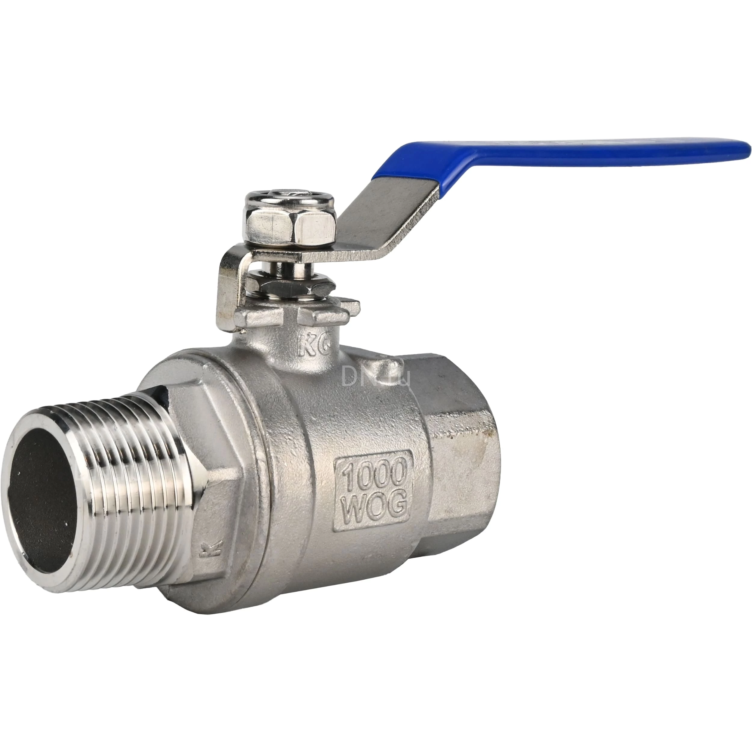 Изображение товара Кран шаровой DN.ru BV3131P(2pc)-FP-T-H ВР/НР Ду15 Ру63 нержавеющая сталь AISI 304, полнопроходной, внутренняя резьба/наружная резьба, уплотнение - PTFE, ручка-рычаг