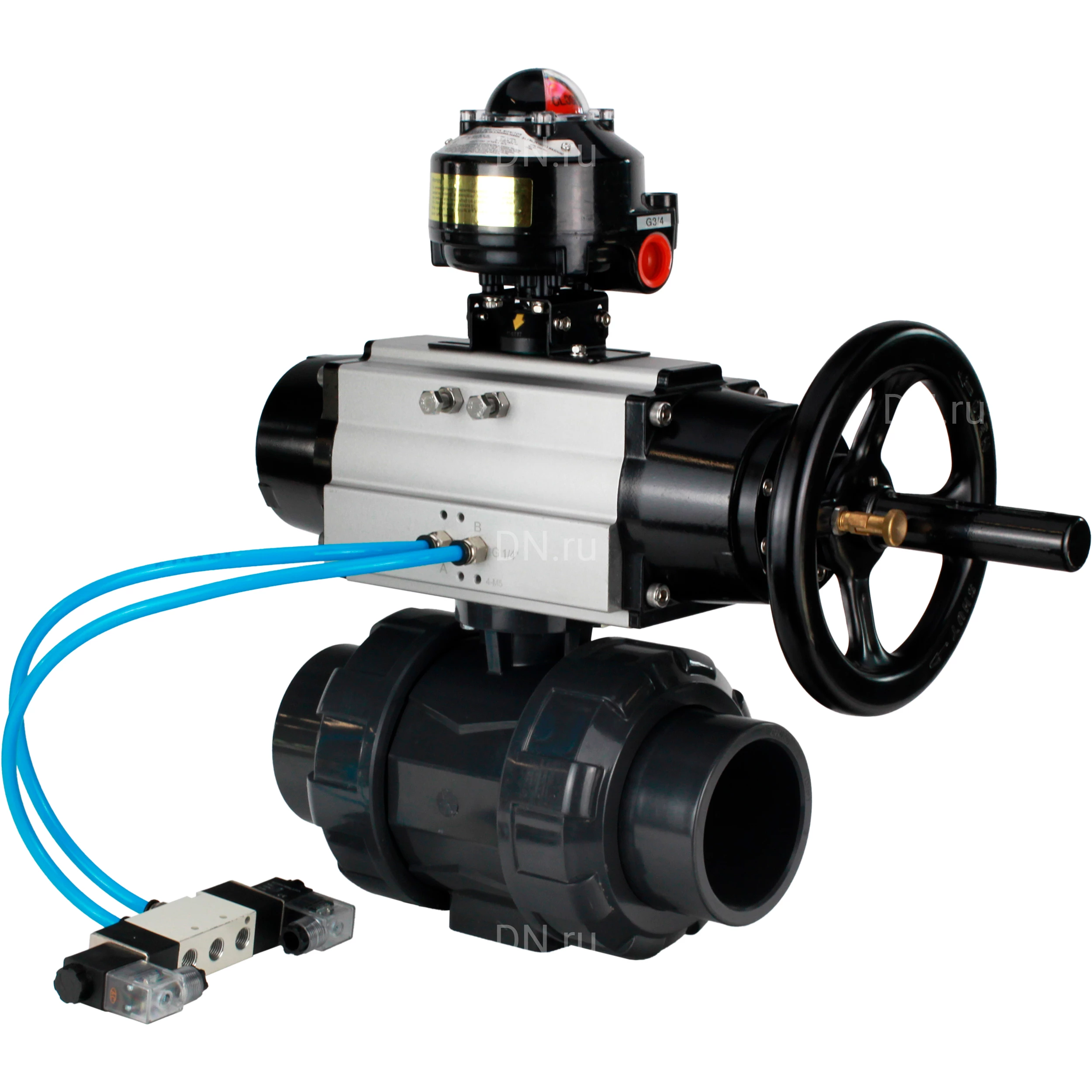 Изображение товара Кран шаровой DN.ru BV4242E-FP-GRM-ISO Дн50 Ру10 с пневмоприводом