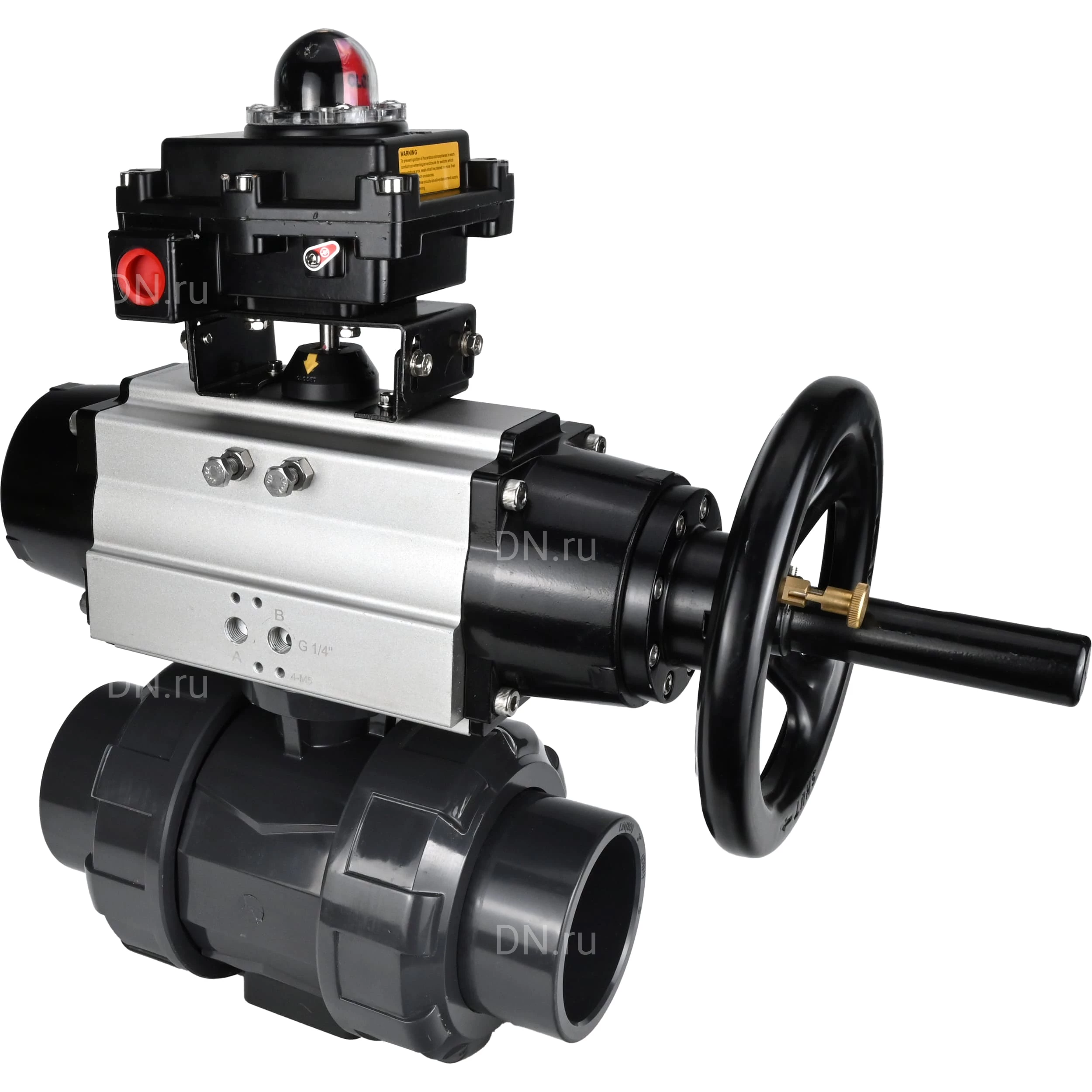 Изображение товара Кран шаровой DN.ru BV4242E-FP-GRM-ISO Дн80 Ру10 с пневмоприводом