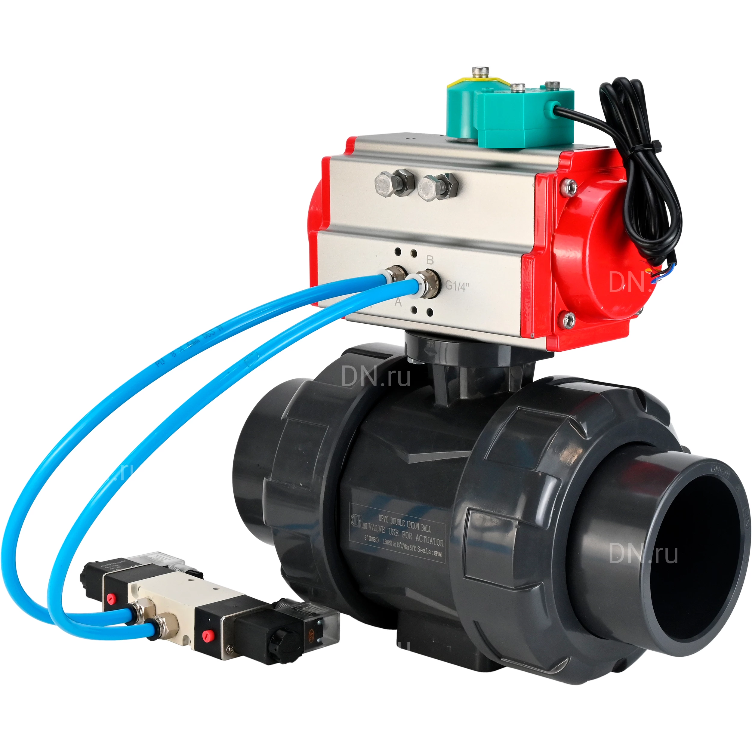 Изображение товара Кран шаровой DN.ru BV4242E-FP-GRM-ISO, DN65 Ру10, пневмопривод