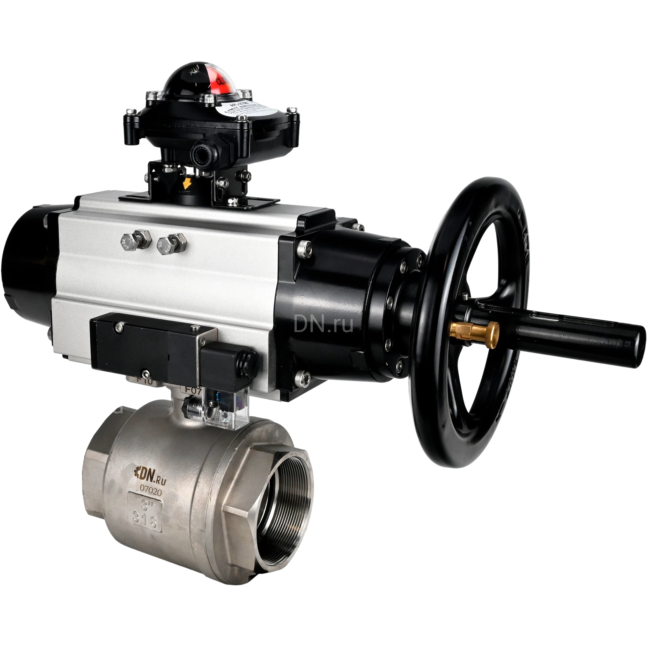 Изображение товара Кран шаровой DN ru BV3232P 2pc FP T ISO H Ду100 Ру40 с пневмоприводом PA-DA-105-1 и пневмораспредел Изображение товара Кран шаровой DN ru BV3232P 2pc FP T ISO H Ду100 Ру40 с пневмоприводом PA-DA-105-1 и пневмораспредел
