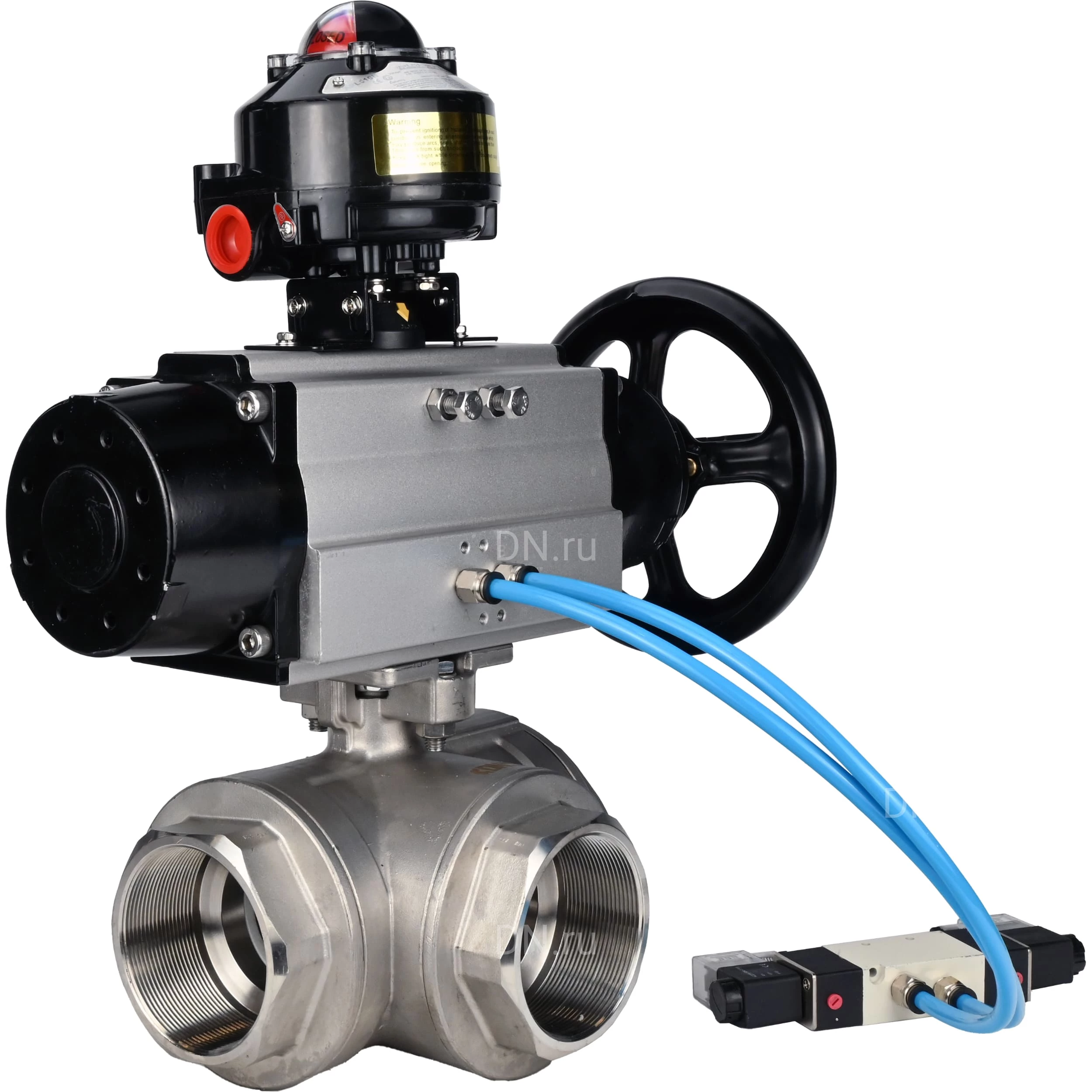 Изображение товара Кран шаровой DN ru BV3232P 4pc SP 3WL ISO H Ду80 Ру40 с пневмоприводом PA-DA 105 1 и пневмораспреде
