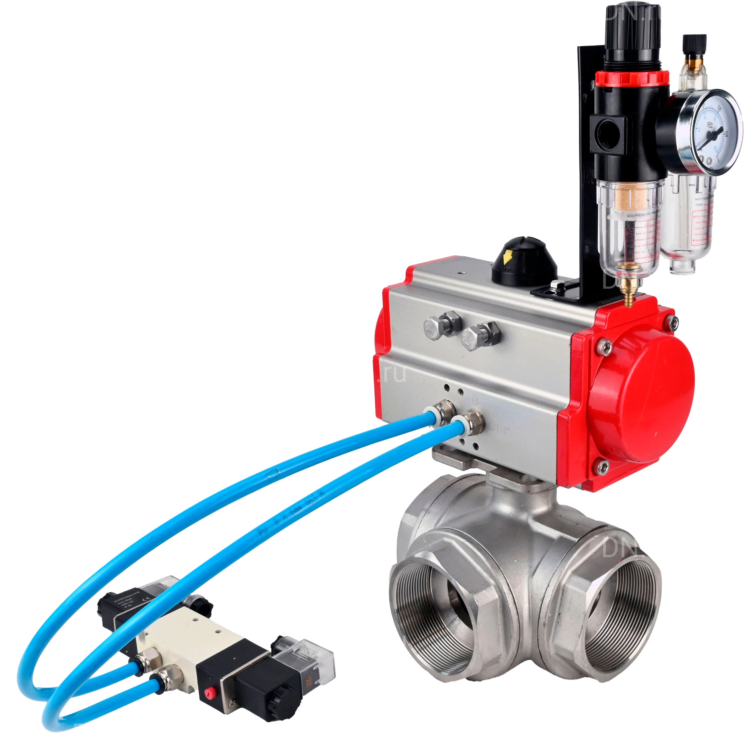 Изображение товара Кран шаровой DN.ru BV3232P(4pc)-SP-3WL-T-ISO-H Ду25 Ру63