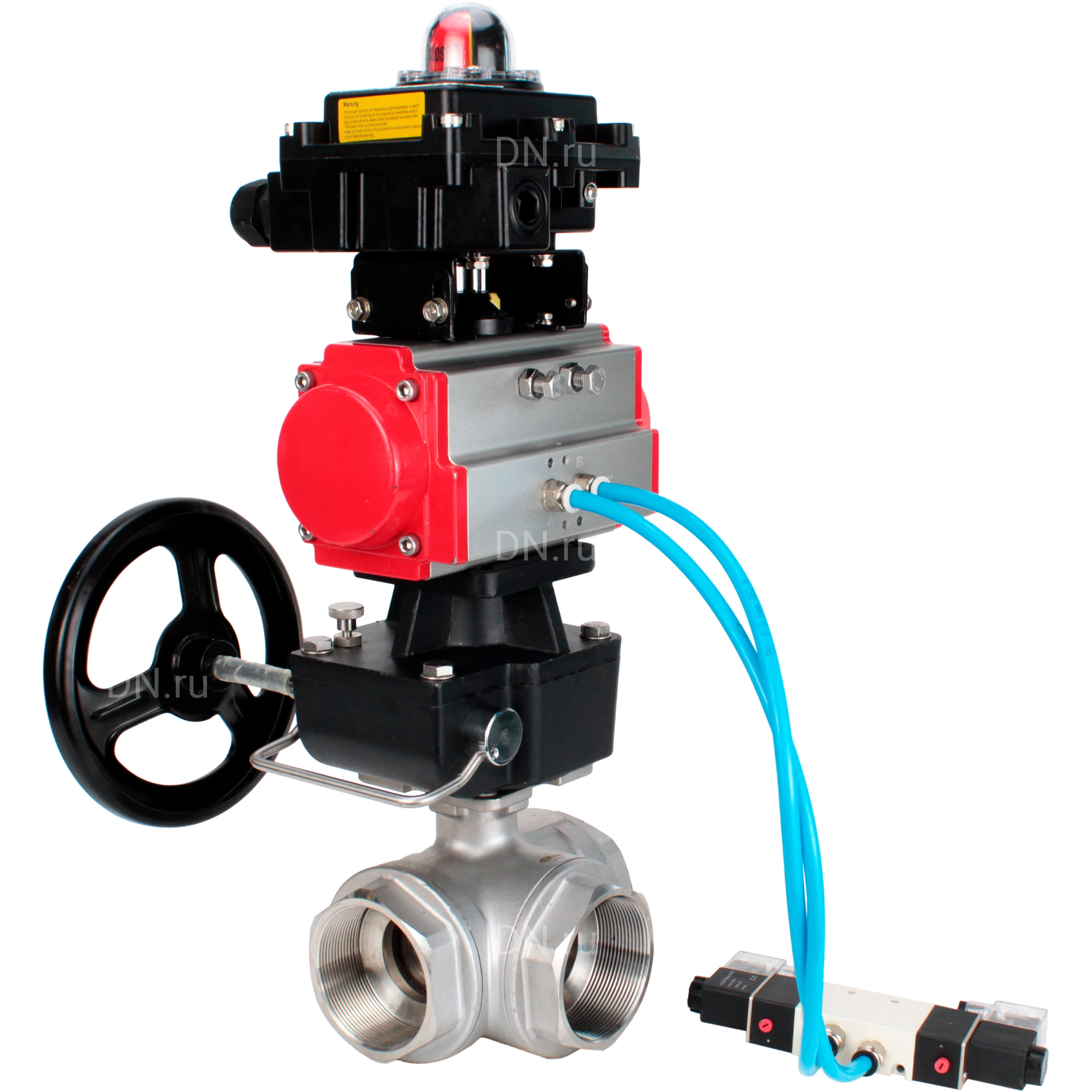 Изображение товара Кран шаровой DN ru BV3232P 4pc SP 3WL ISO H Ду 25 Ру63 с пневмоприводом PA-DA-052