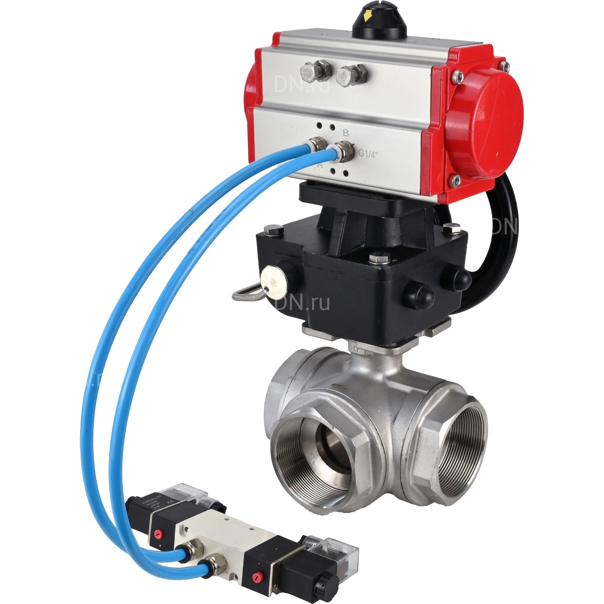 Изображение товара Кран шаровой DN.ru BV3232P(4pc)-SP-3WL-T-ISO-H (DN50) с пневмоприводом PA-DA-065