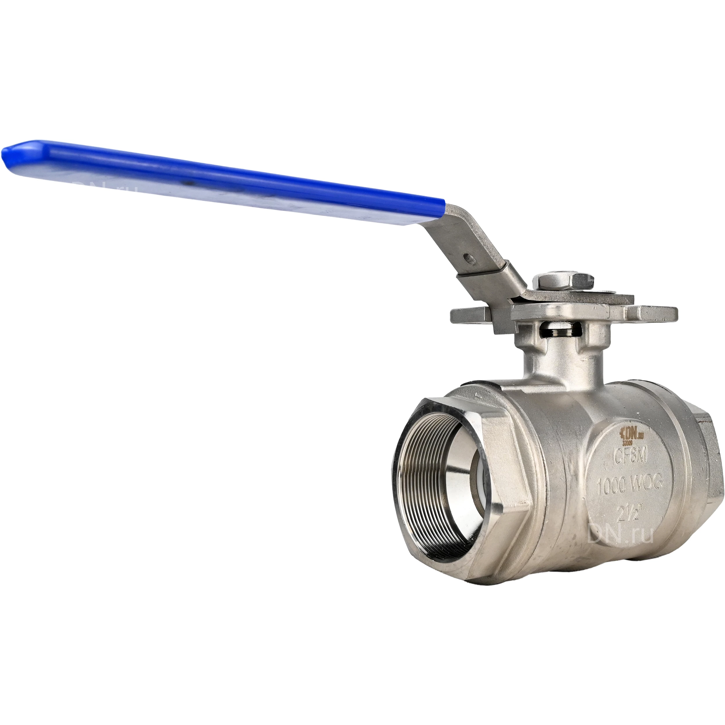 Изображение товара Кран шаровой DN.ru BV3232P(4pc)-SP-3WL-T-ISO-H Ду10 Ру63 ZGY, трехходовой L-тип неполнопроходной, резьбовой, материал корпуса - нержавеющая сталь CF8М/AISI 316 с ISO фланцем и рукояткой