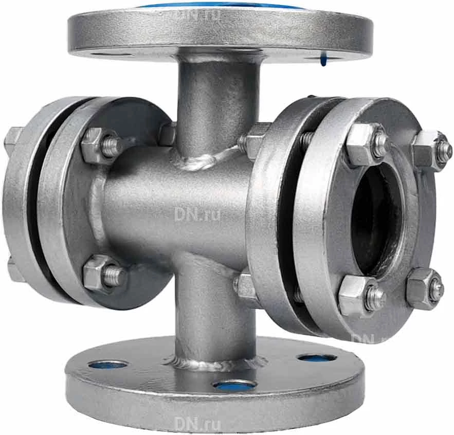 Изображение товара Стекло смотровое DN.ru SG2-32S-F тип В ГОСТ 21836-2021 Ду125 Ру16 нержавеющая сталь 316, фланцевое