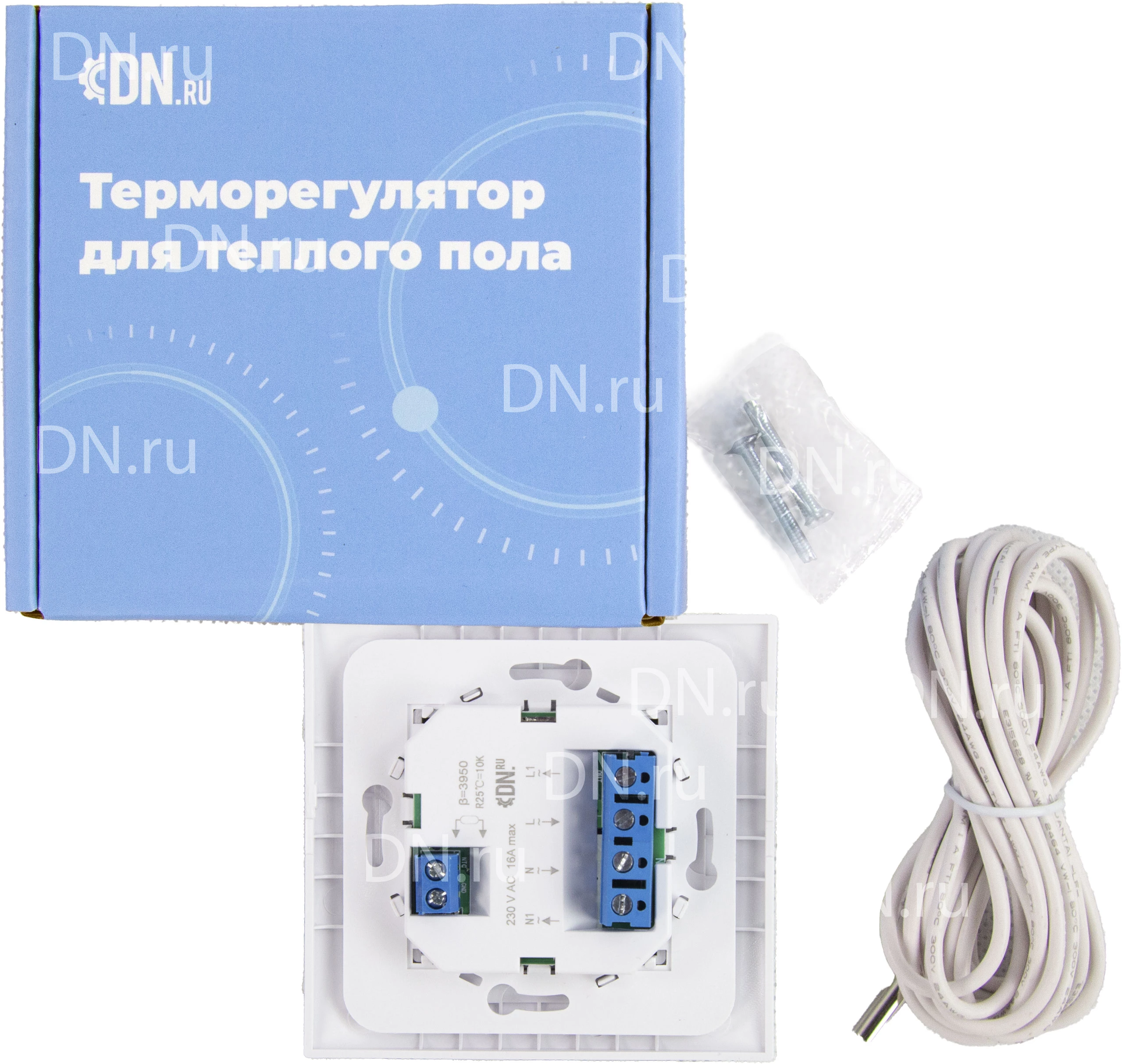Изображение товара Терморегулятор для теплого пола DN.ru T03SM механический белый