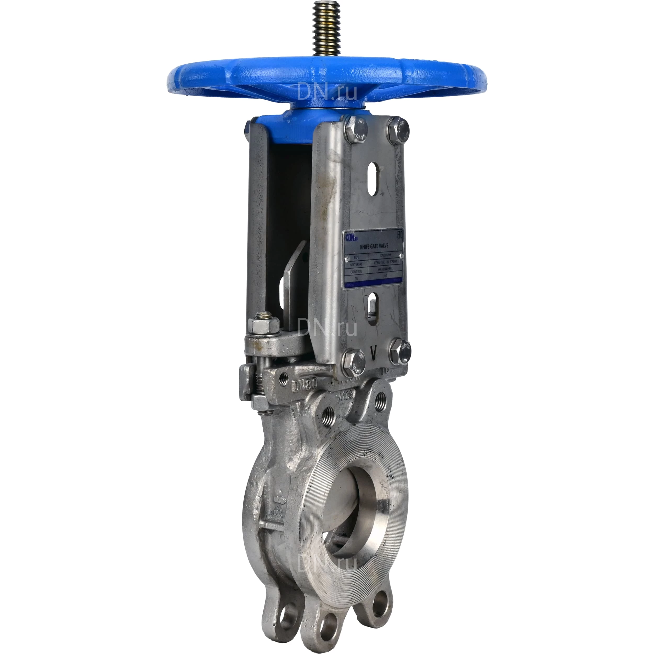 Изображение товара Задвижка шиберная DN.ru GVKR3232E-1W-Fb-S Ду50 Ру16 нержавеющая сталь 316, межфланцевая