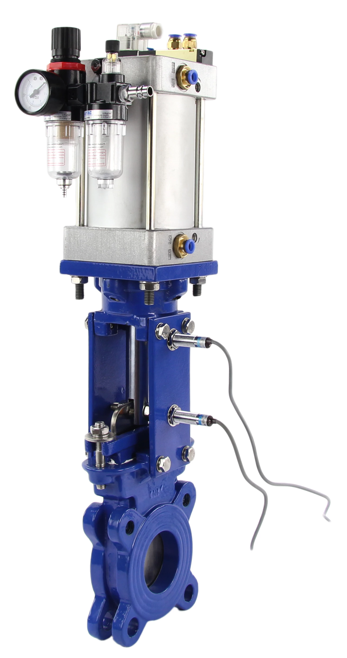 Изображение товара Задвижка шиберная DN.ru GVKR1331E-2W-Fb-2P Ду50 Ру10 межфланцевая пневмопривод