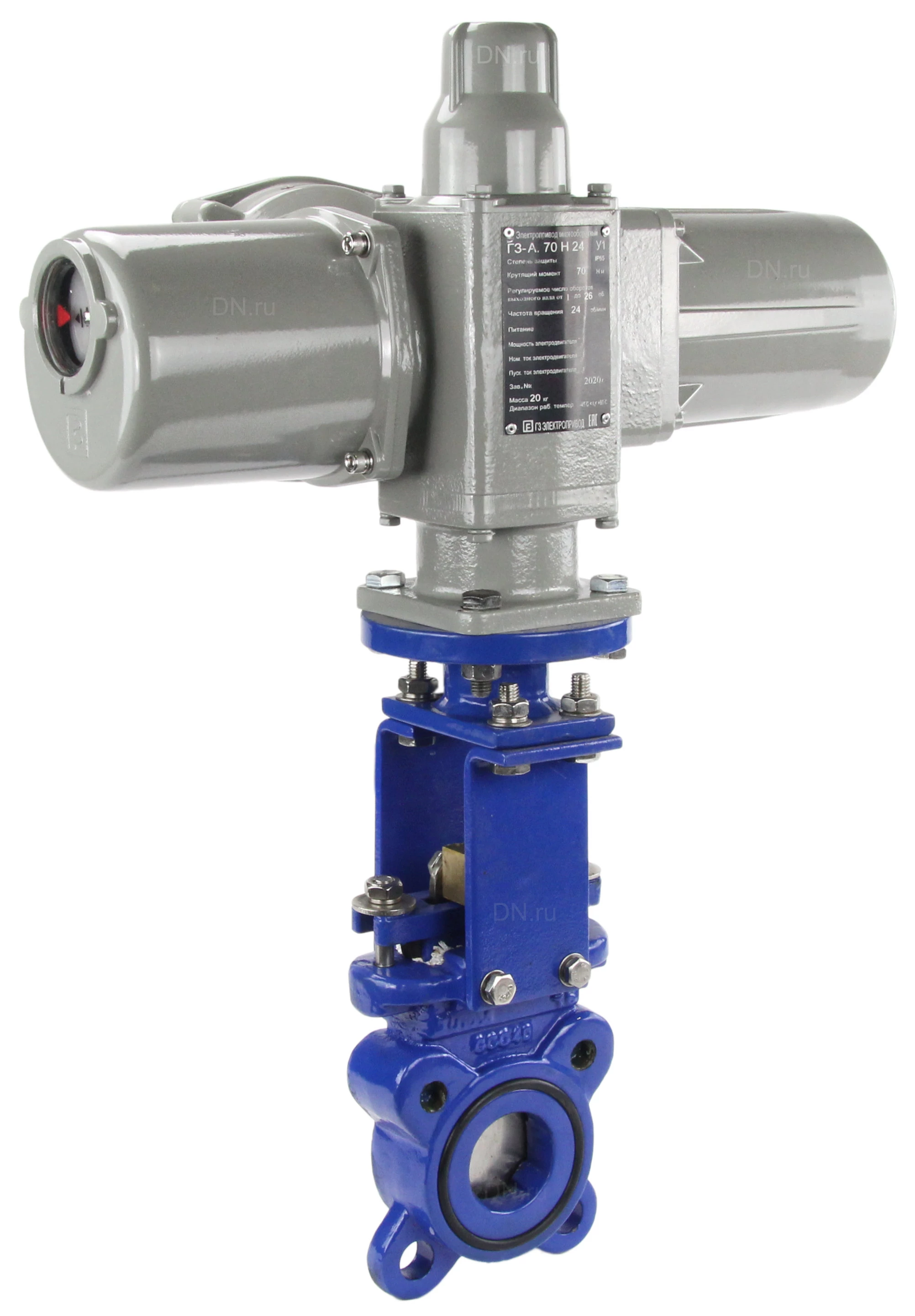 Изображение товара Шиберная задвижка DN.ru Ду300 с электроприводом, корпус чугунный