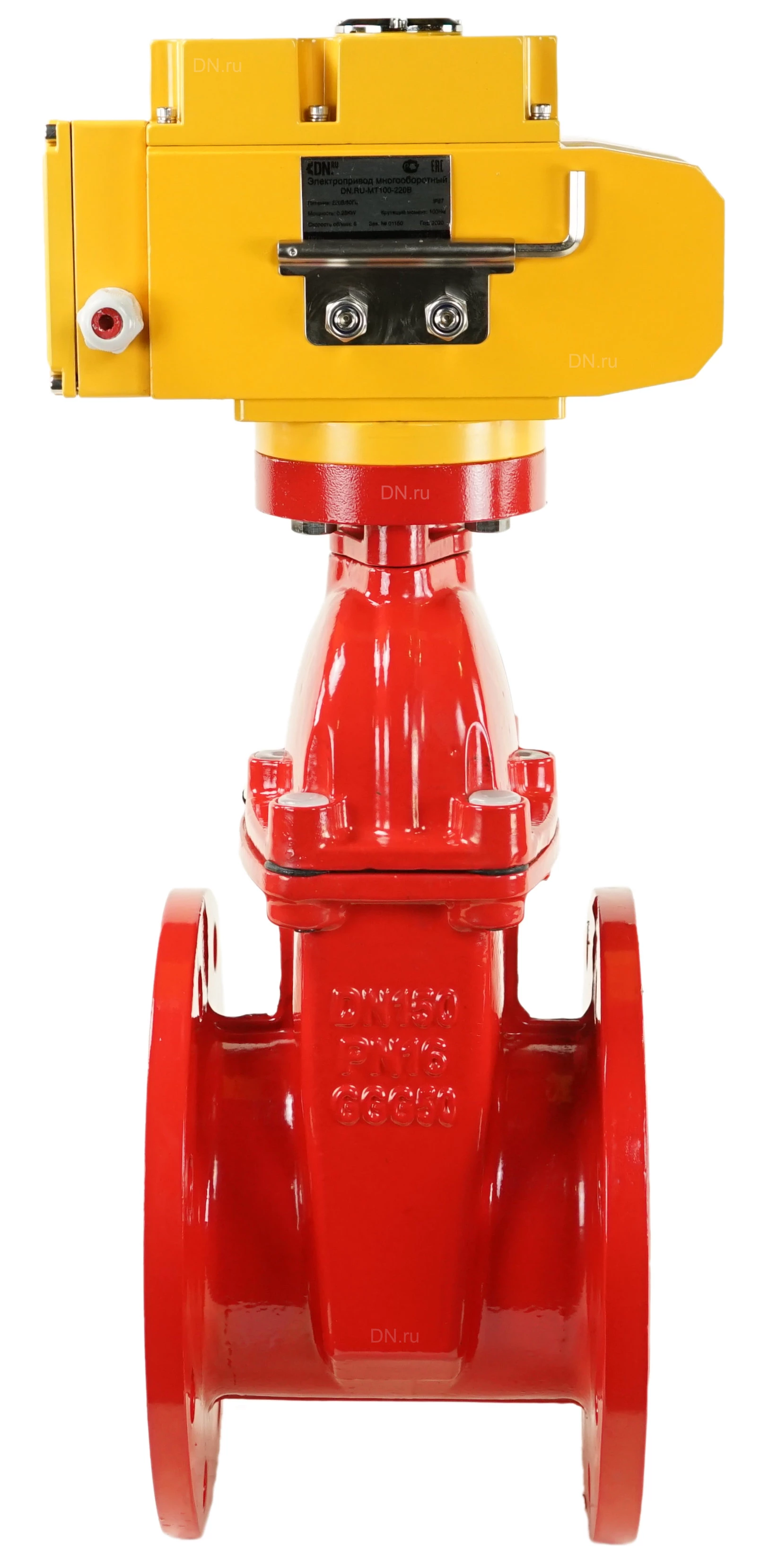 Изображение товара Задвижка клиновая DN.ru 30ч939р с электроприводом Ду150 Ру16 380В чугун, фланцевая