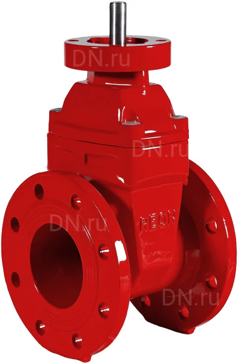 Изображение товара Задвижка клиновая Reon RSV02RED Ду125 Ру16 фланцевая, клин - обрезиненный, корпус - чугун, уплотнение - EPDM, с голым штоком, цвет- красный