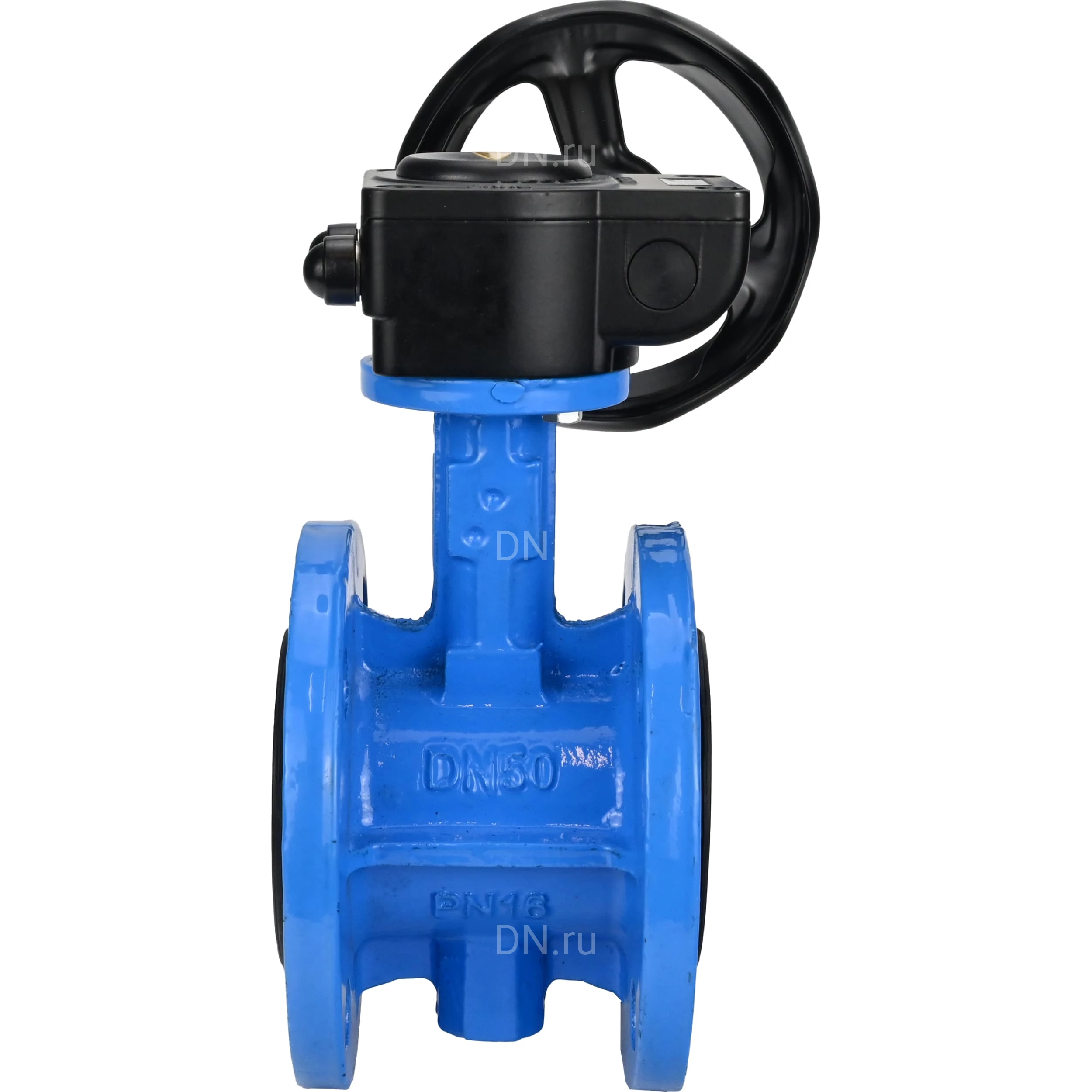 Изображение товара Затвор дисковый поворотный DN.ru WBV1313E-2W-F-H Ду150 Ру16 с редуктором