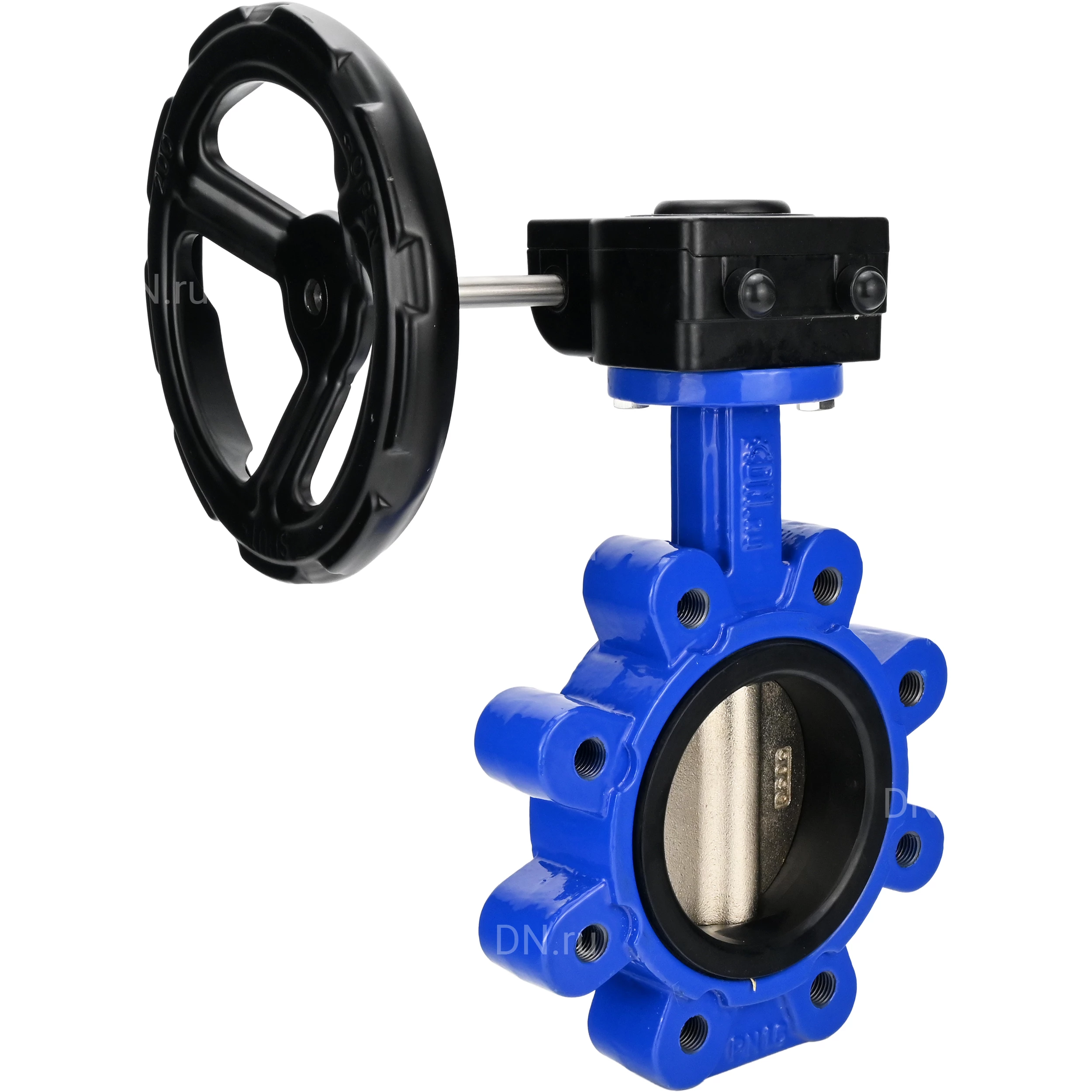 Изображение товара Затвор дисковый поворотный DN.ru WBV1616E-2W-Fb-H Ду100 Ру16 с редуктором