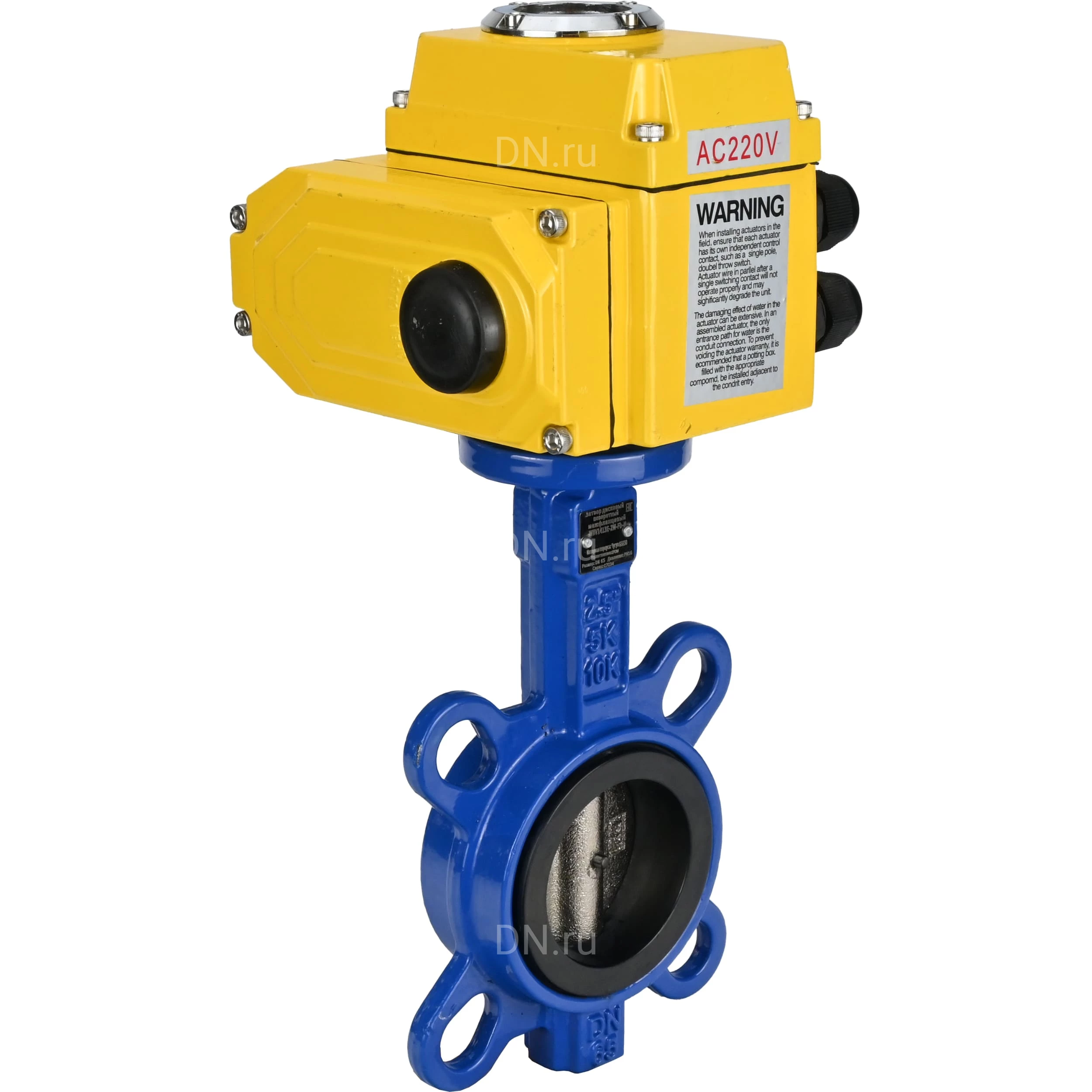 Изображение товара Затвор дисковый поворотный DN.ru WBV1413E-2W-Fb-H Ду50 Ру16 с электроприводом 380В