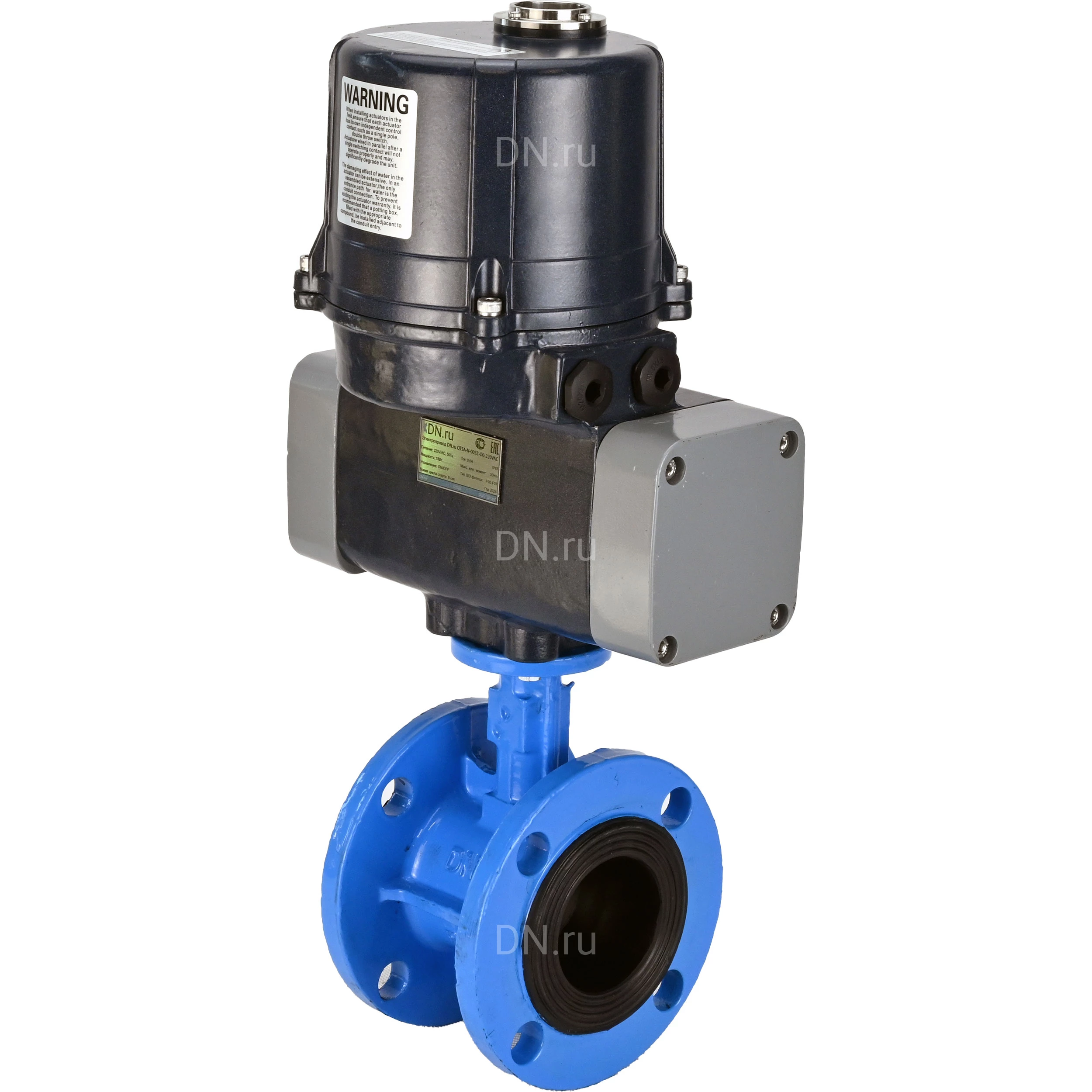 Изображение товара Затвор дисковый поворотный DN.ru WBV1331E-2W-F-H Ду100 Ру16 фланцевый электропривод
