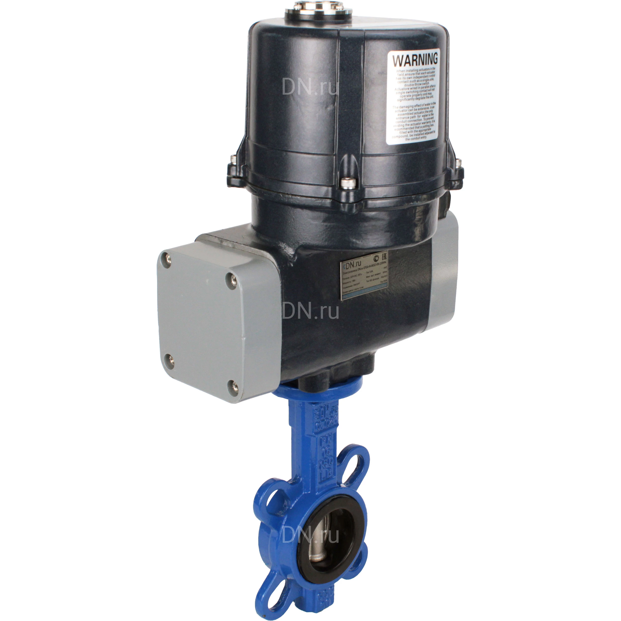 Изображение товара Затвор дисковый поворотный DN.ru WBV1413E-2W-Fb-H Ду65 Ру16 межфланцевый электропривод